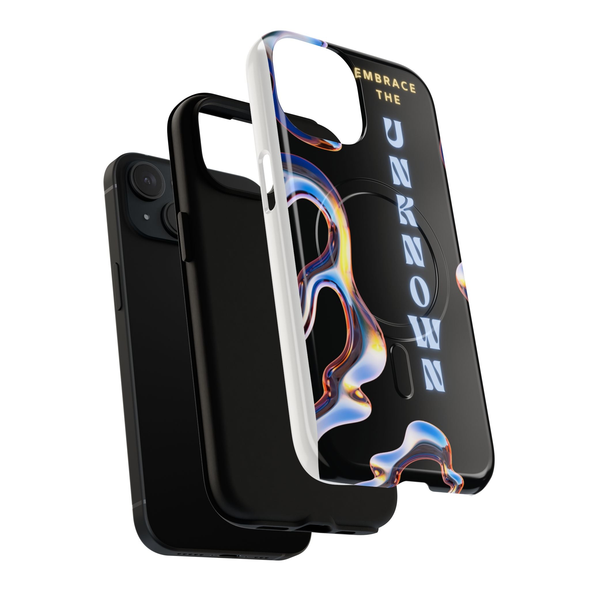 Tough Magnetic Case — "Embrace the Unknown" Black Iridescent Phone Cover
