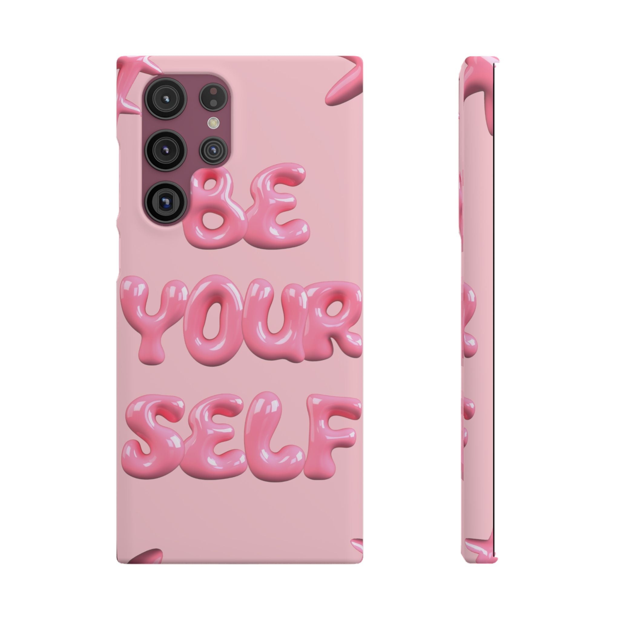 Phone Case — Pink "Be Yourself" Self-Love Protective Snap Case