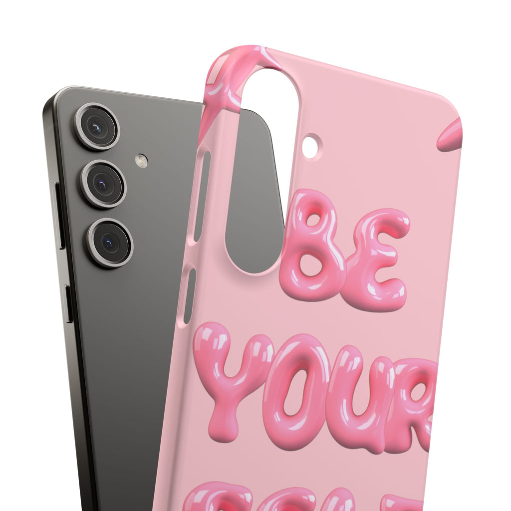 Phone Case - "Be Yourself" Pink Bubble Typography Snap Case