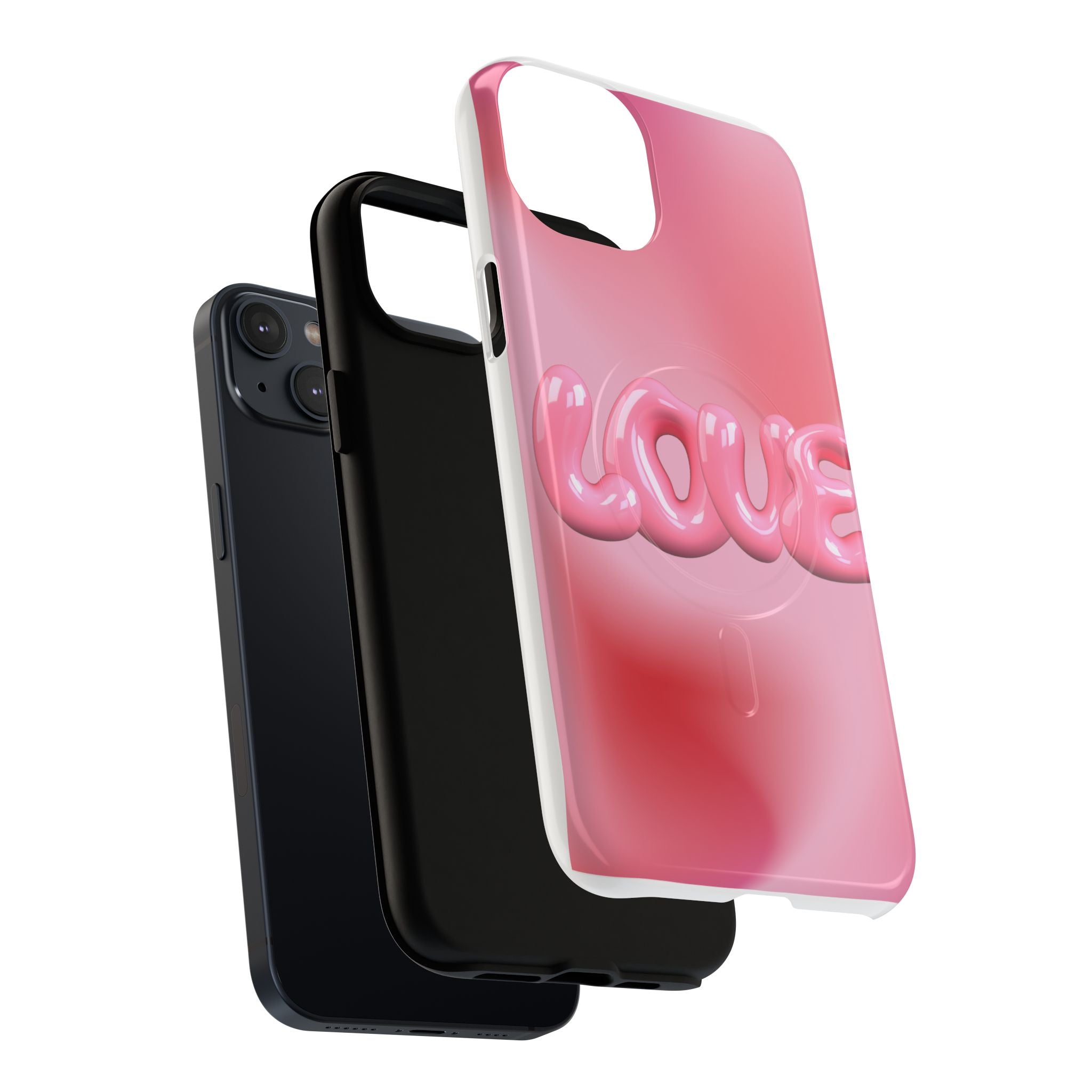 Phone Case — Pink "LOVE" 3D Bubble Tough Magnetic Protective Case