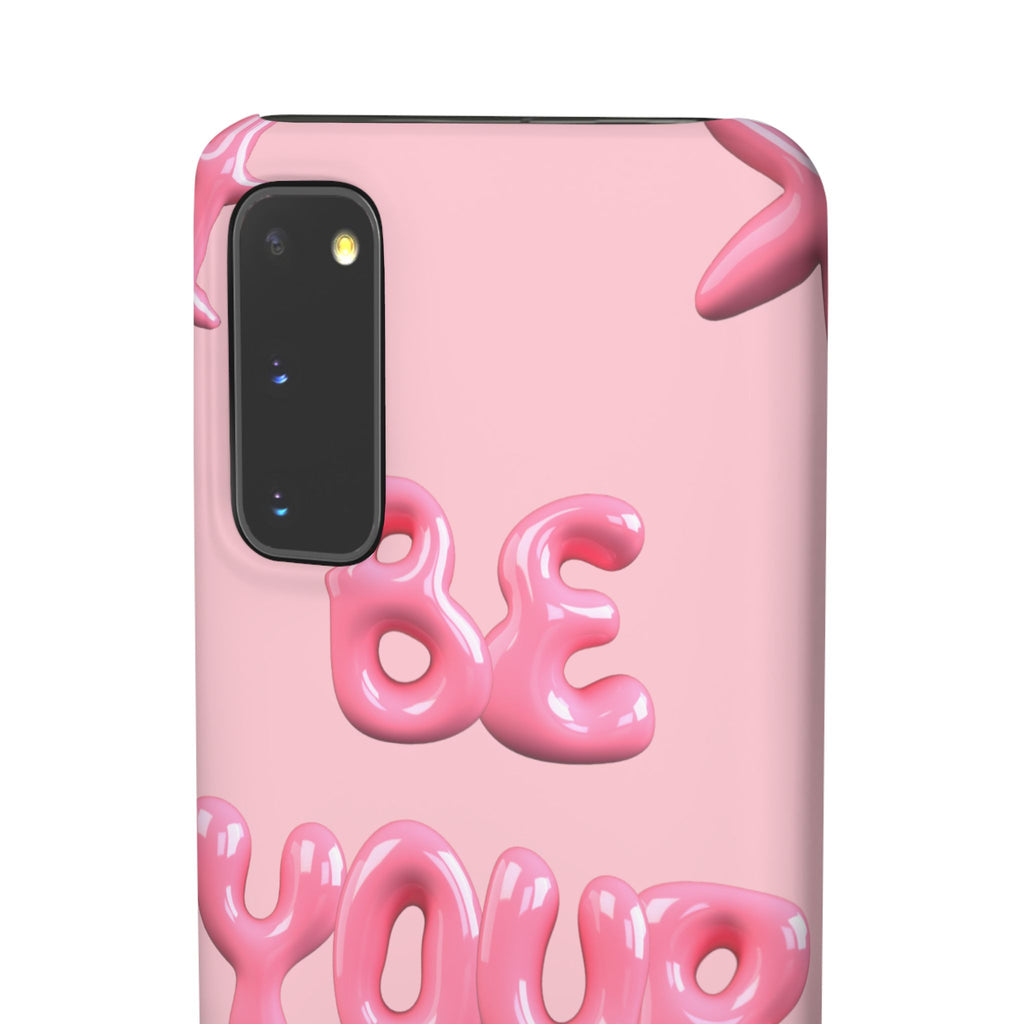 Phone Case - "Be Yourself" Pink Bubble Typography Snap Case