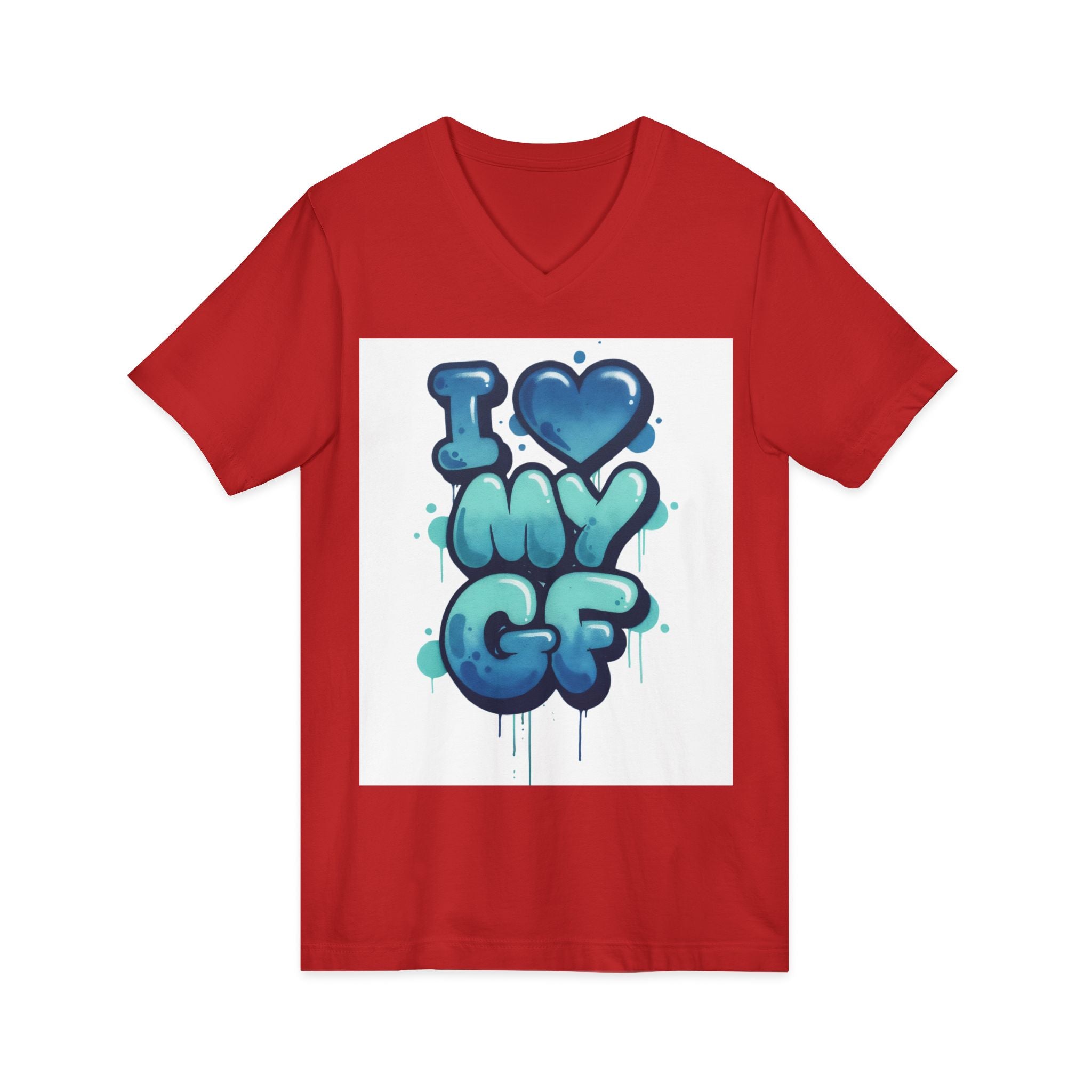 Unisex I Love My GF V-Neck T-Shirt — Cute Graffiti Couple Tee