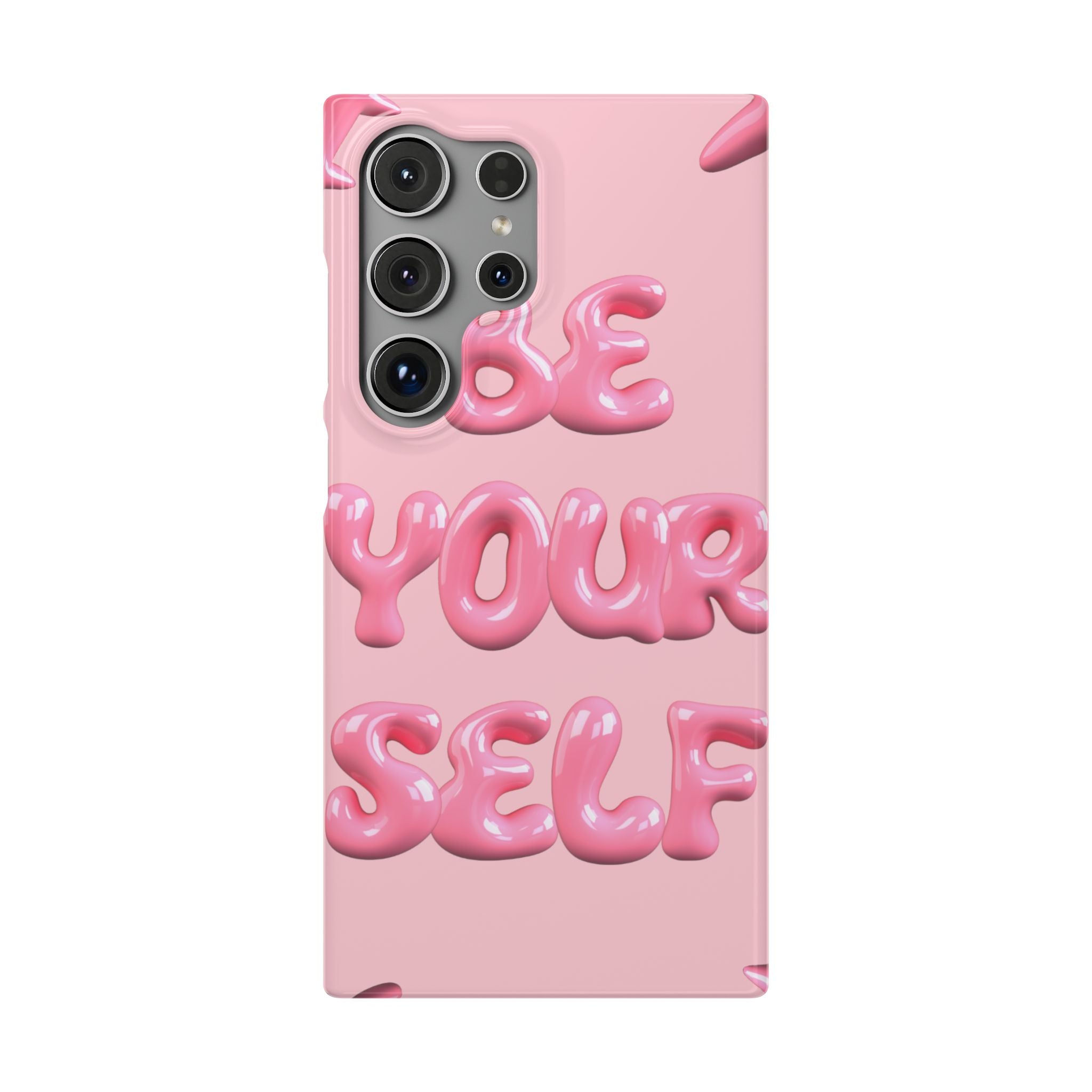 Phone Case — Pink "Be Yourself" Self-Love Protective Snap Case