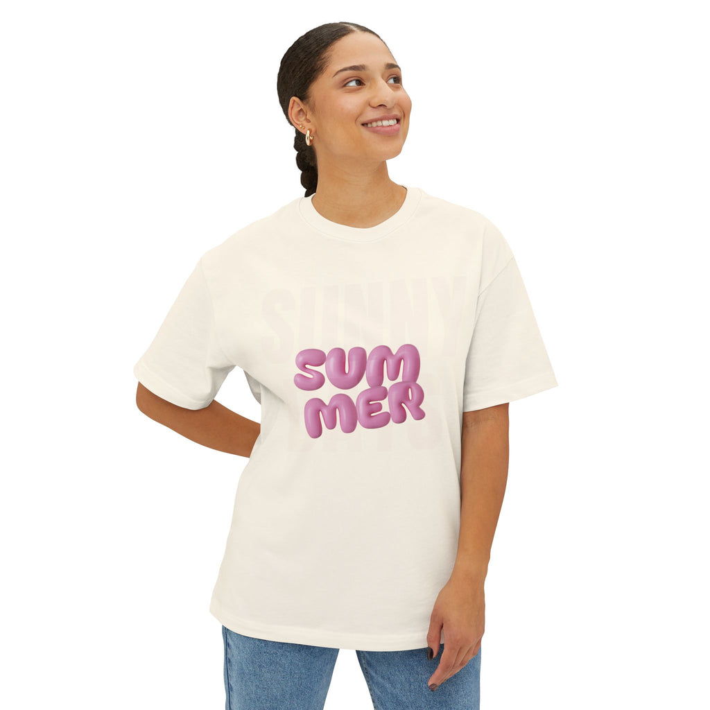 Unisex Summer Bubble Tee — Pink Puffed Letter Graphic T-Shirt
