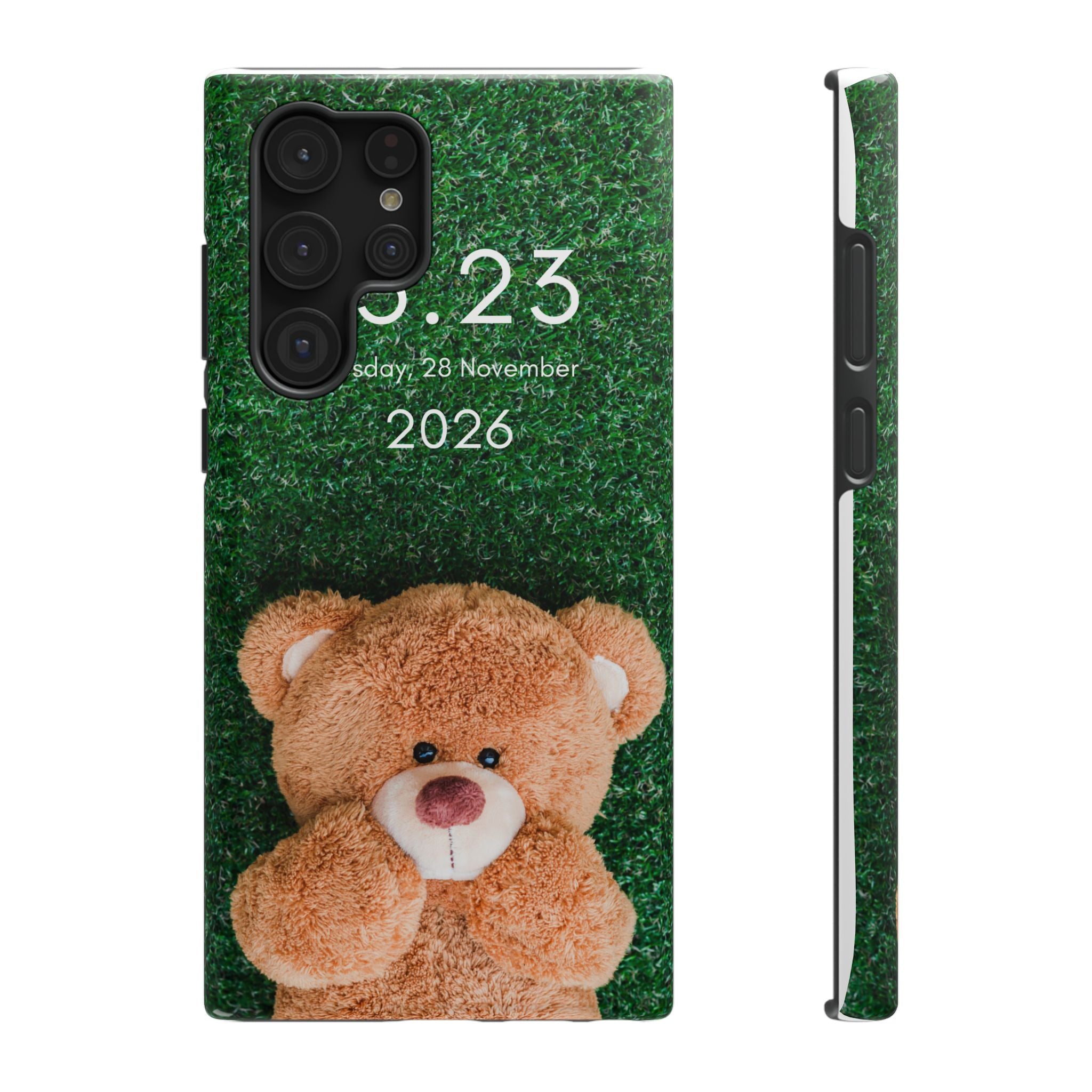 Teddy Bear Grass Phone Case — Cute Plush Toy Design Impact-Resistant Case