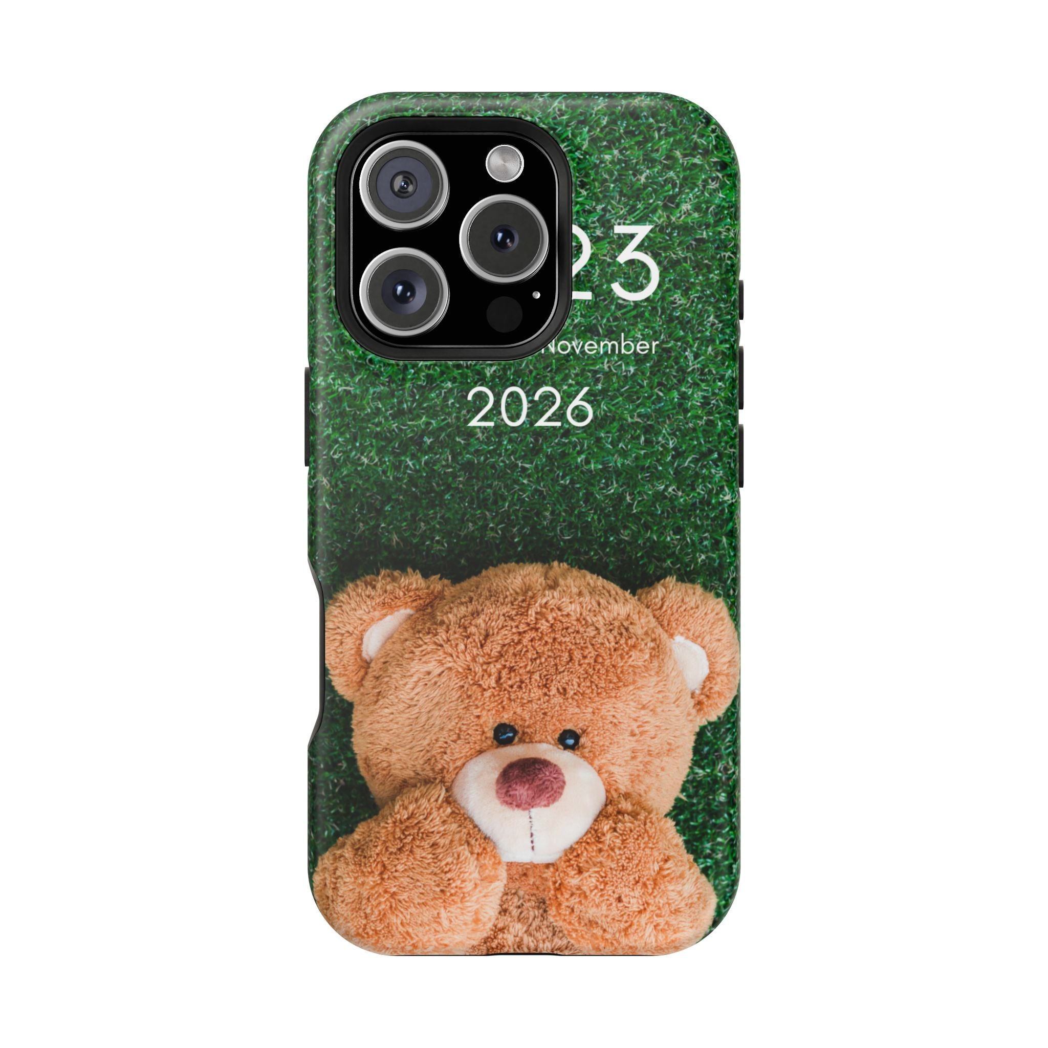 Teddy Bear Grass Phone Case — Cute Plush Toy Design Impact-Resistant Case