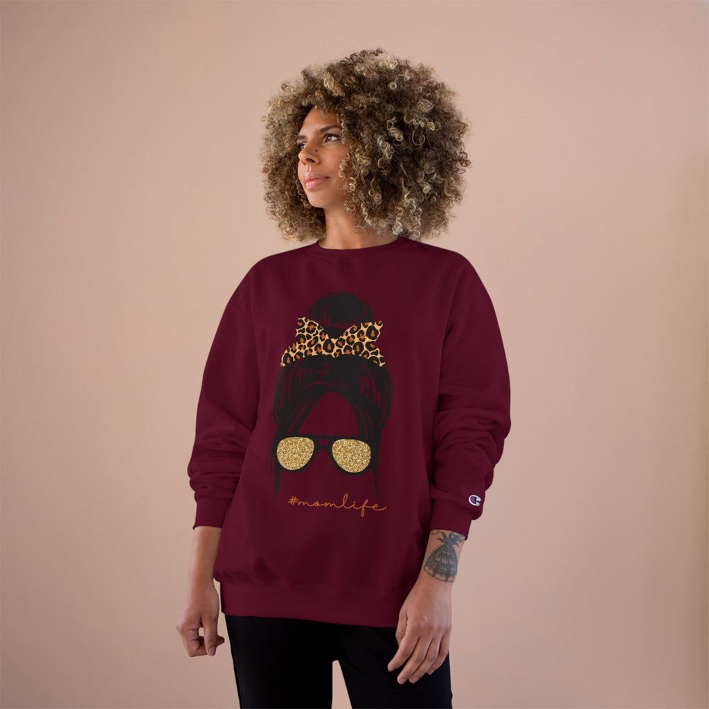 Women’s Leopard Messy Bun Sweatshirt — Mama Life Crewneck