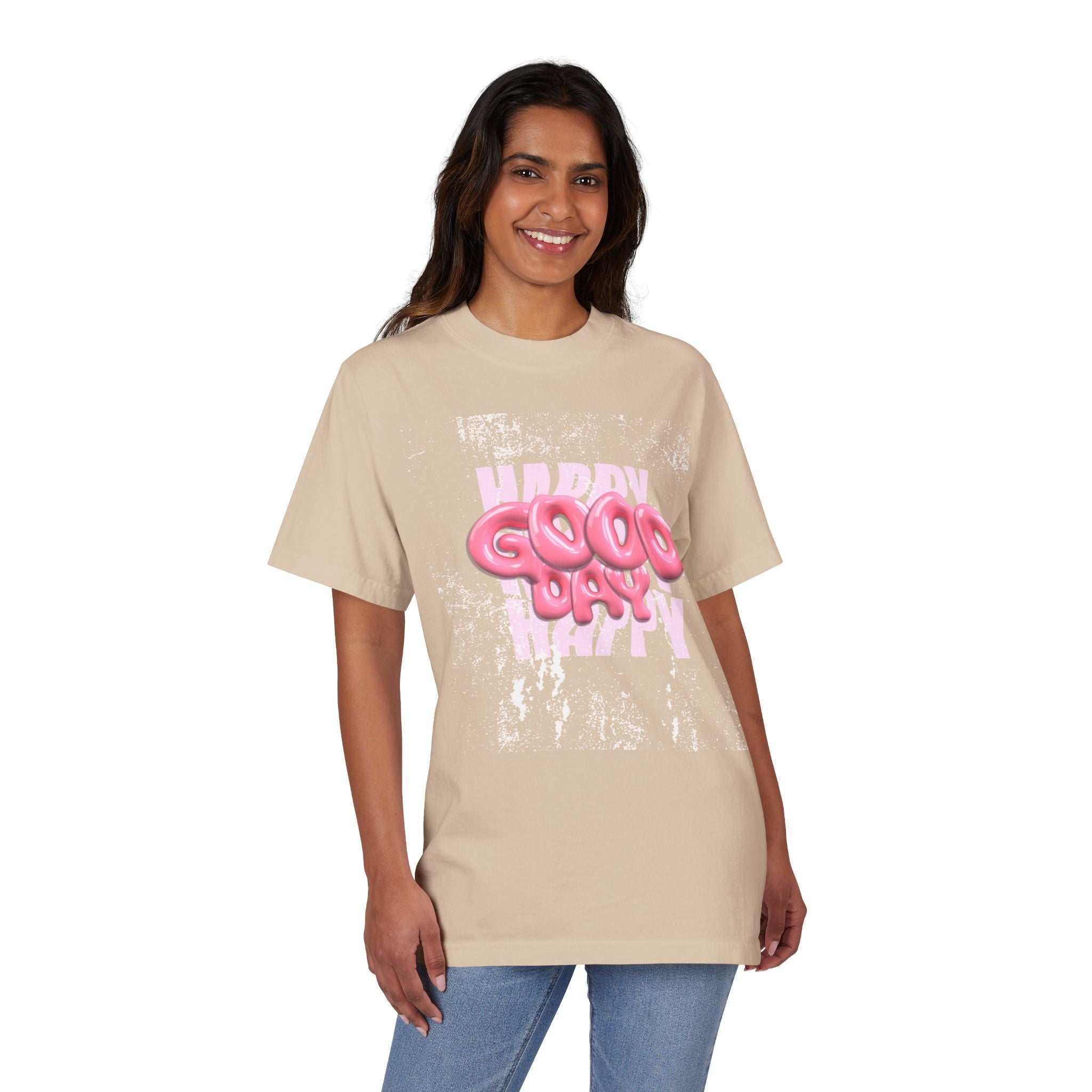T-Shirt — Pink 'Good Day' Balloon Text Graphic Tee