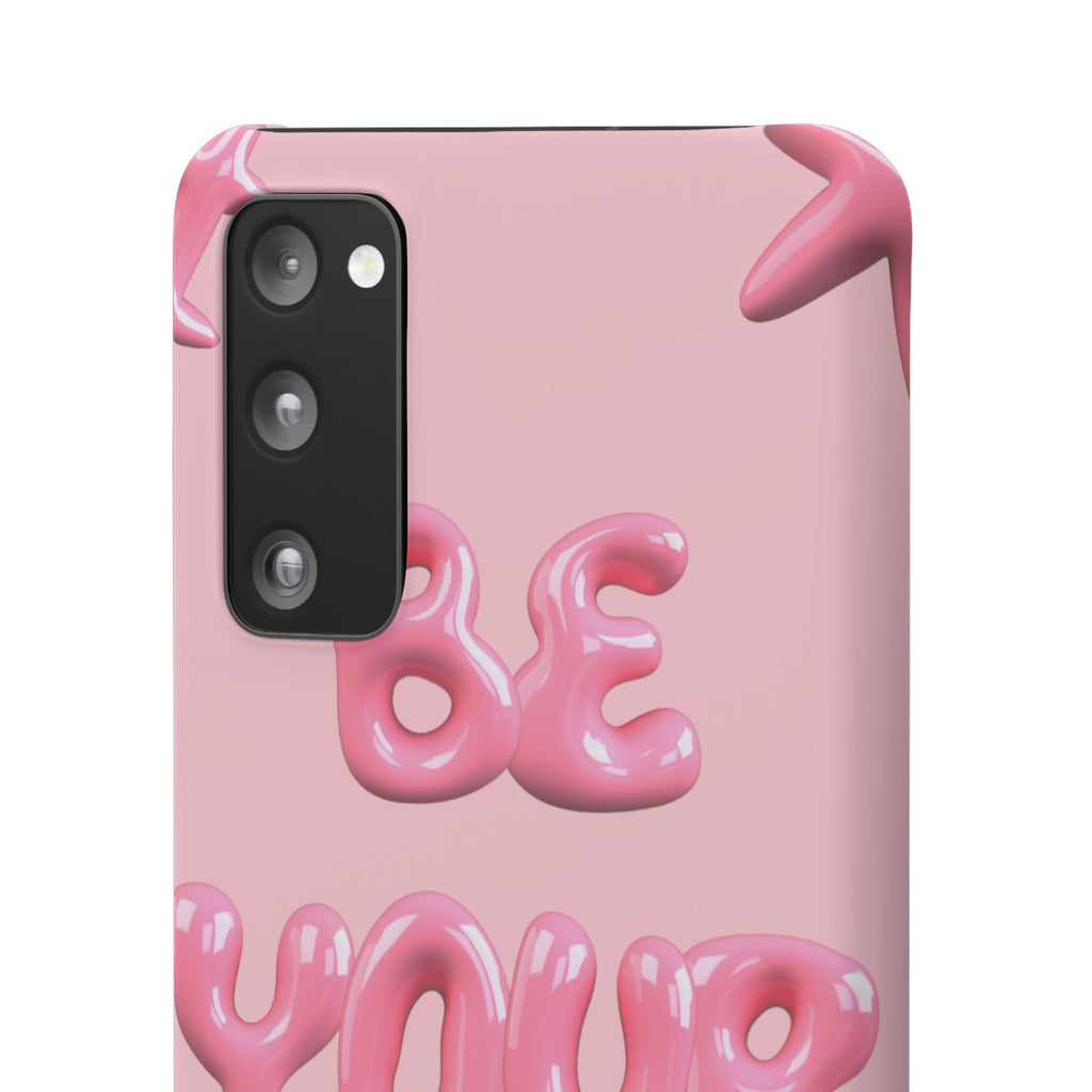 Phone Case — Pink "Be Yourself" Self-Love Protective Snap Case