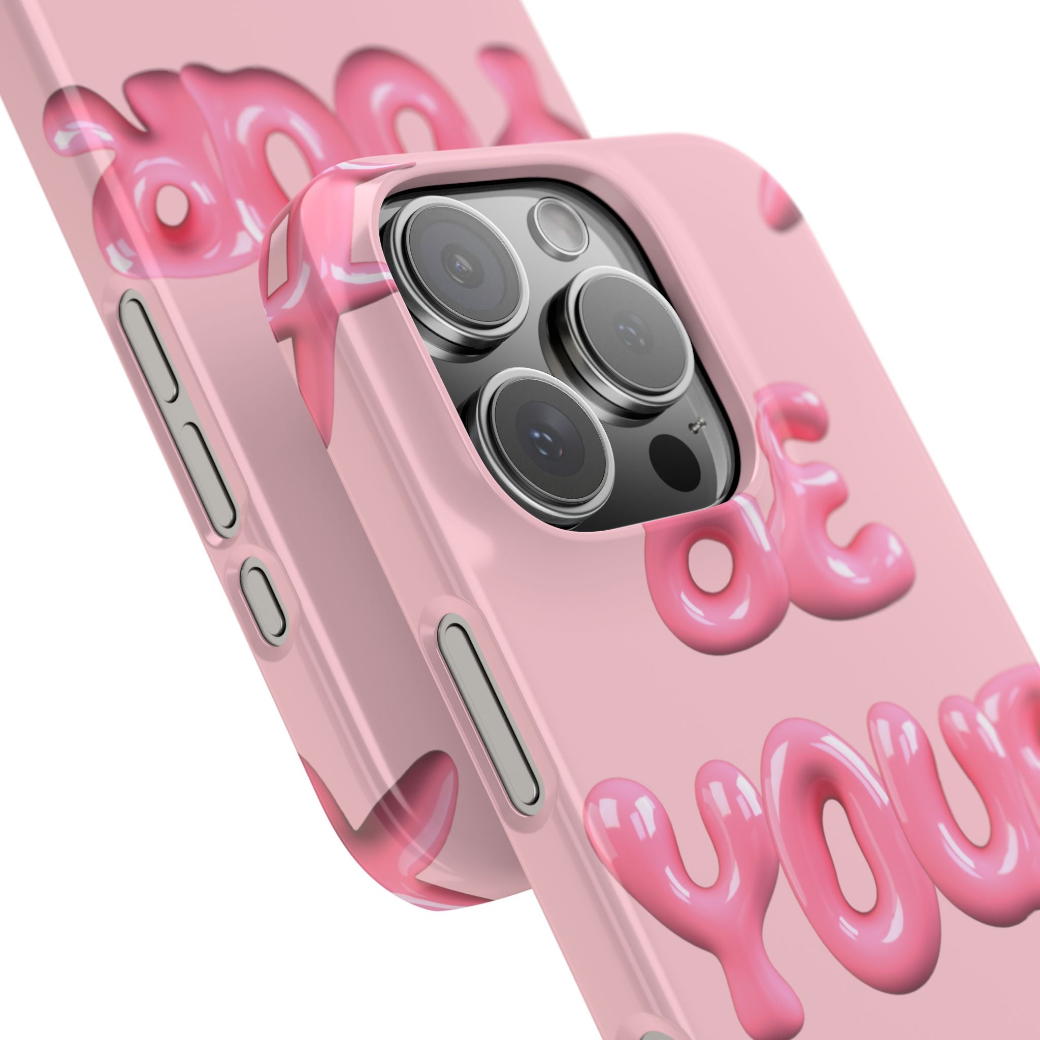 Phone Case - "Be Yourself" Pink Bubble Typography Snap Case