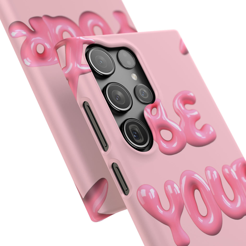 Phone Case - "Be Yourself" Pink Bubble Typography Snap Case