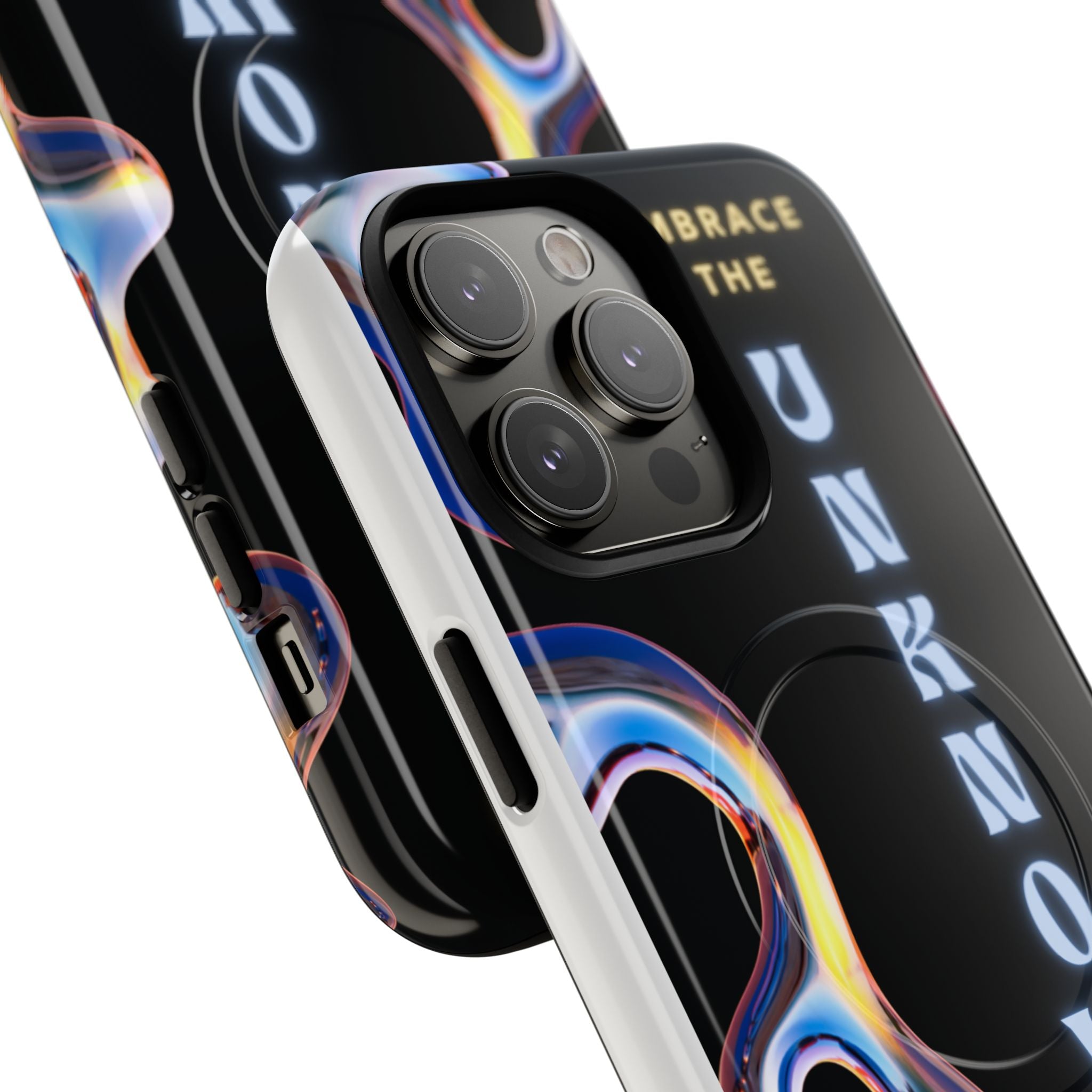 Tough Magnetic Case — "Embrace the Unknown" Black Iridescent Phone Cover
