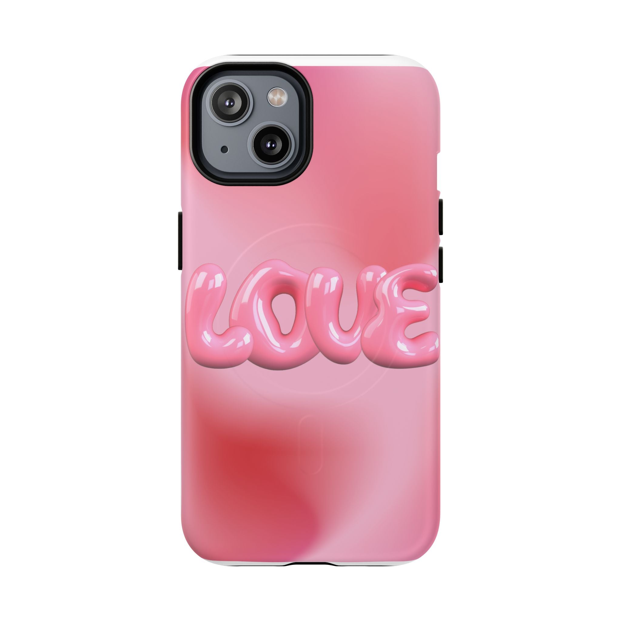 Phone Case — Pink "LOVE" 3D Bubble Tough Magnetic Protective Case