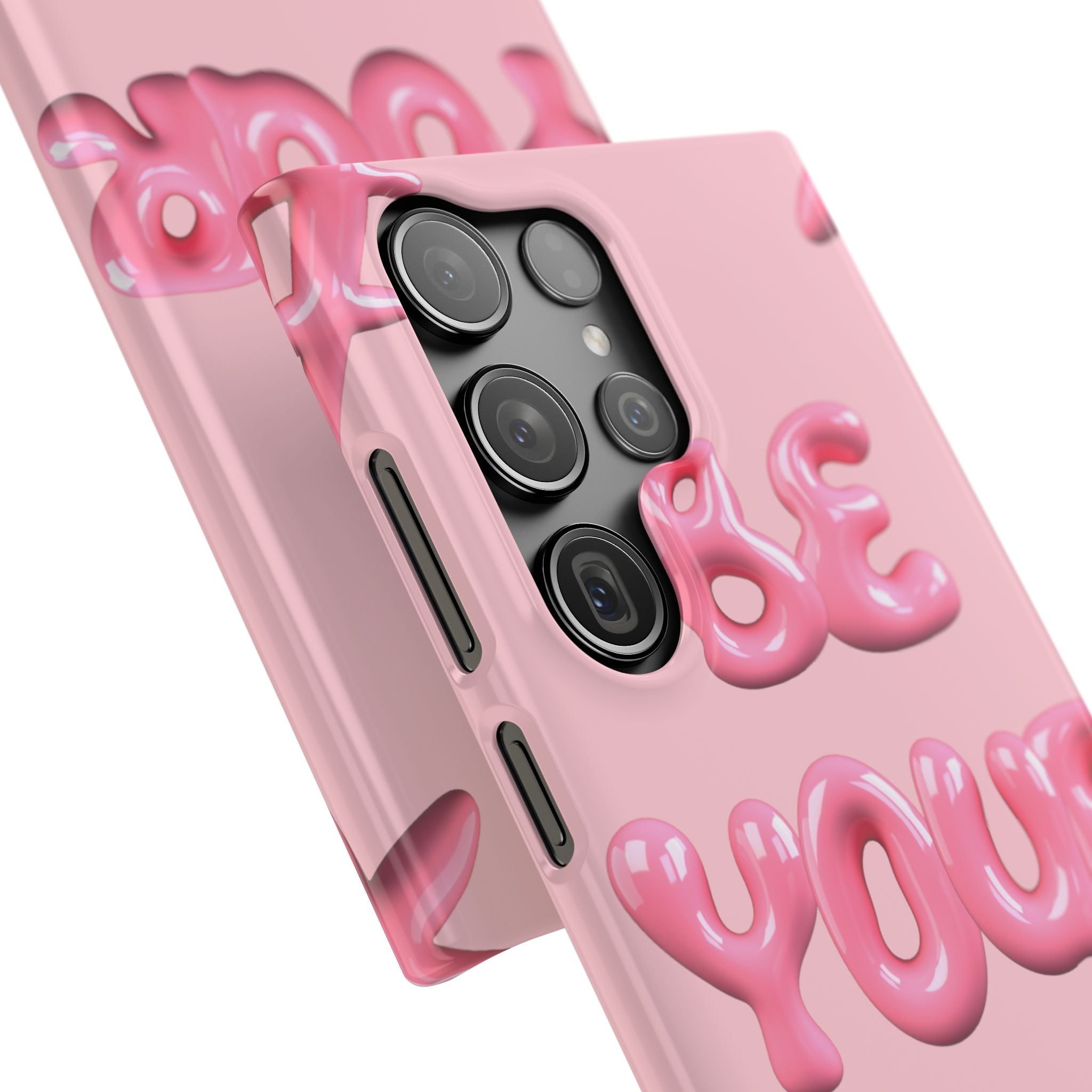 Phone Case - "Be Yourself" Pink Bubble Typography Snap Case