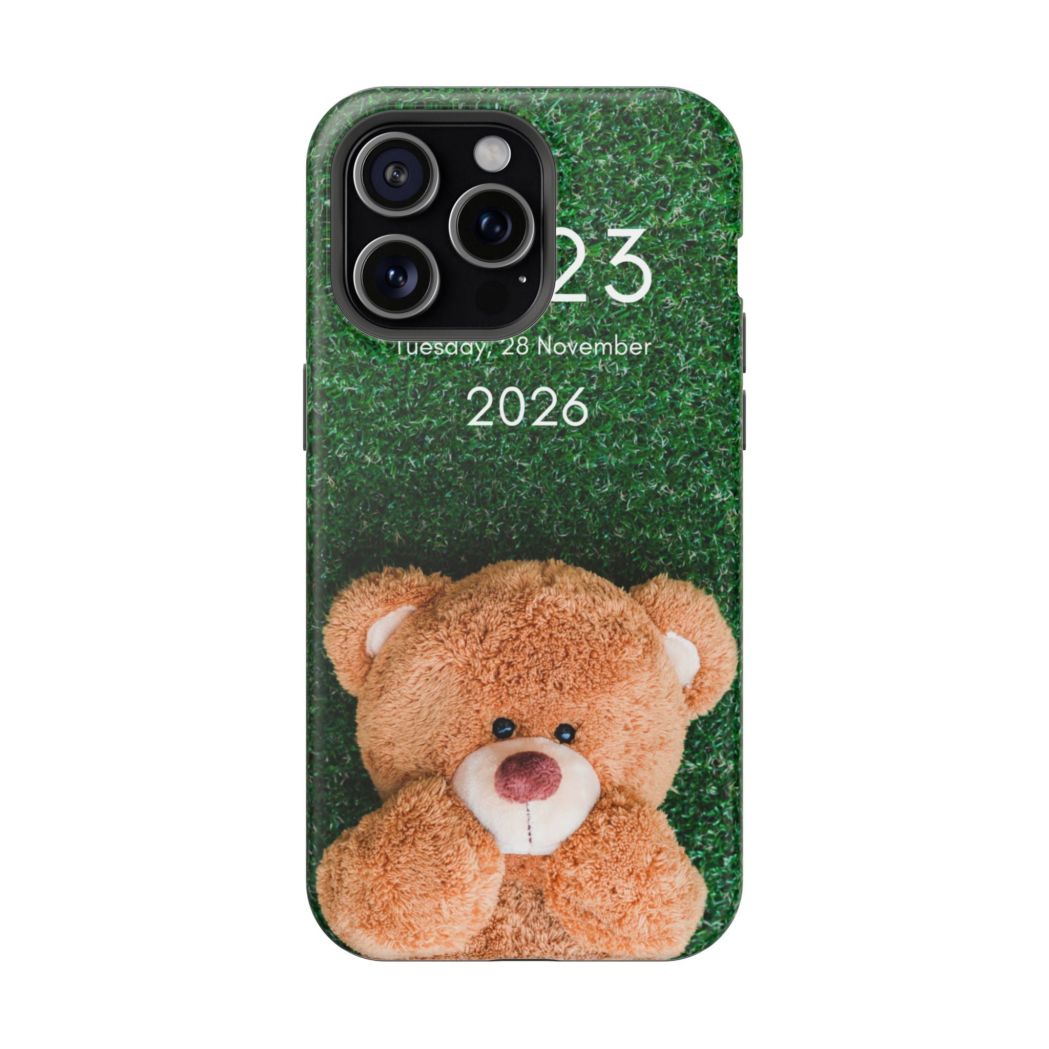 Teddy Bear Grass Phone Case — Cute Plush Toy Design Impact-Resistant Case