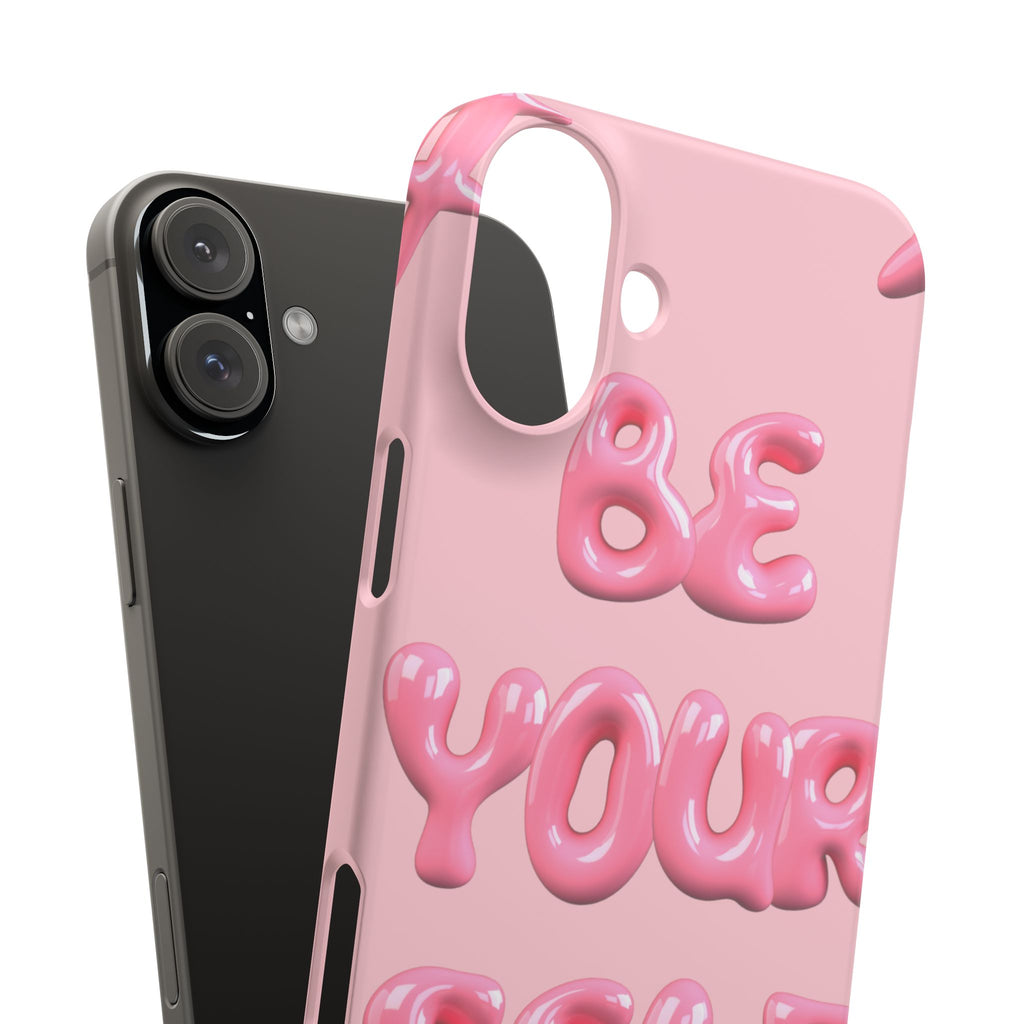 Phone Case - "Be Yourself" Pink Bubble Typography Snap Case