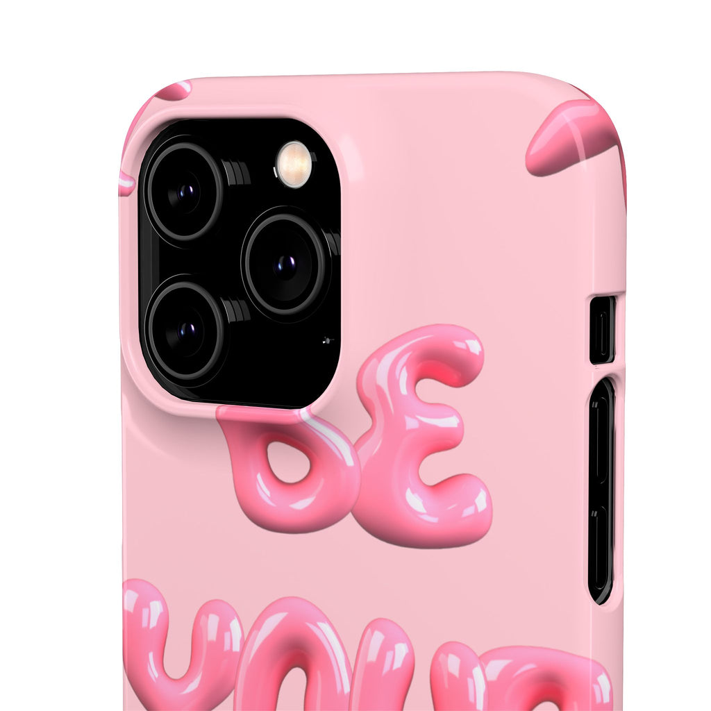 Phone Case - "Be Yourself" Pink Bubble Typography Snap Case