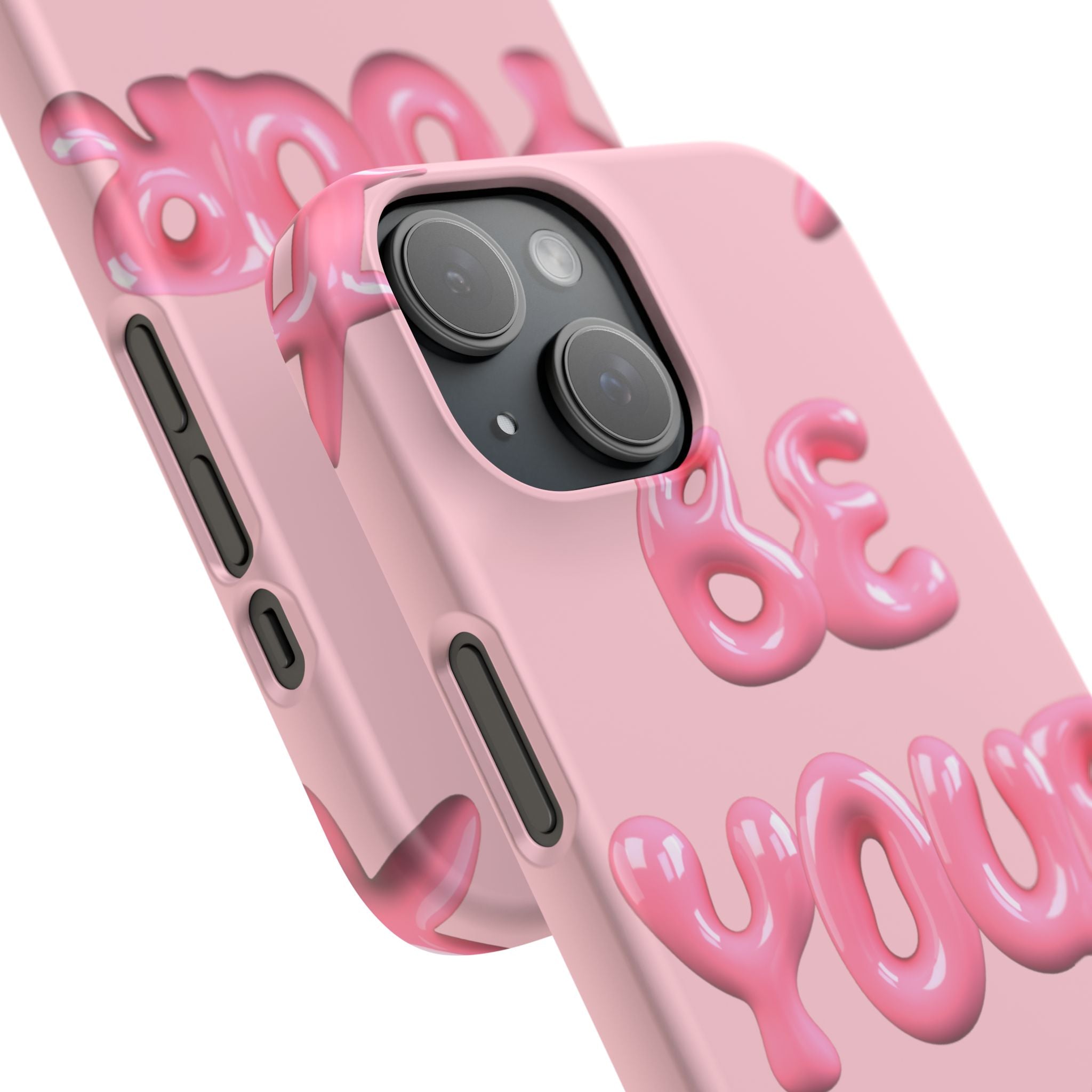 Phone Case - "Be Yourself" Pink Bubble Typography Snap Case
