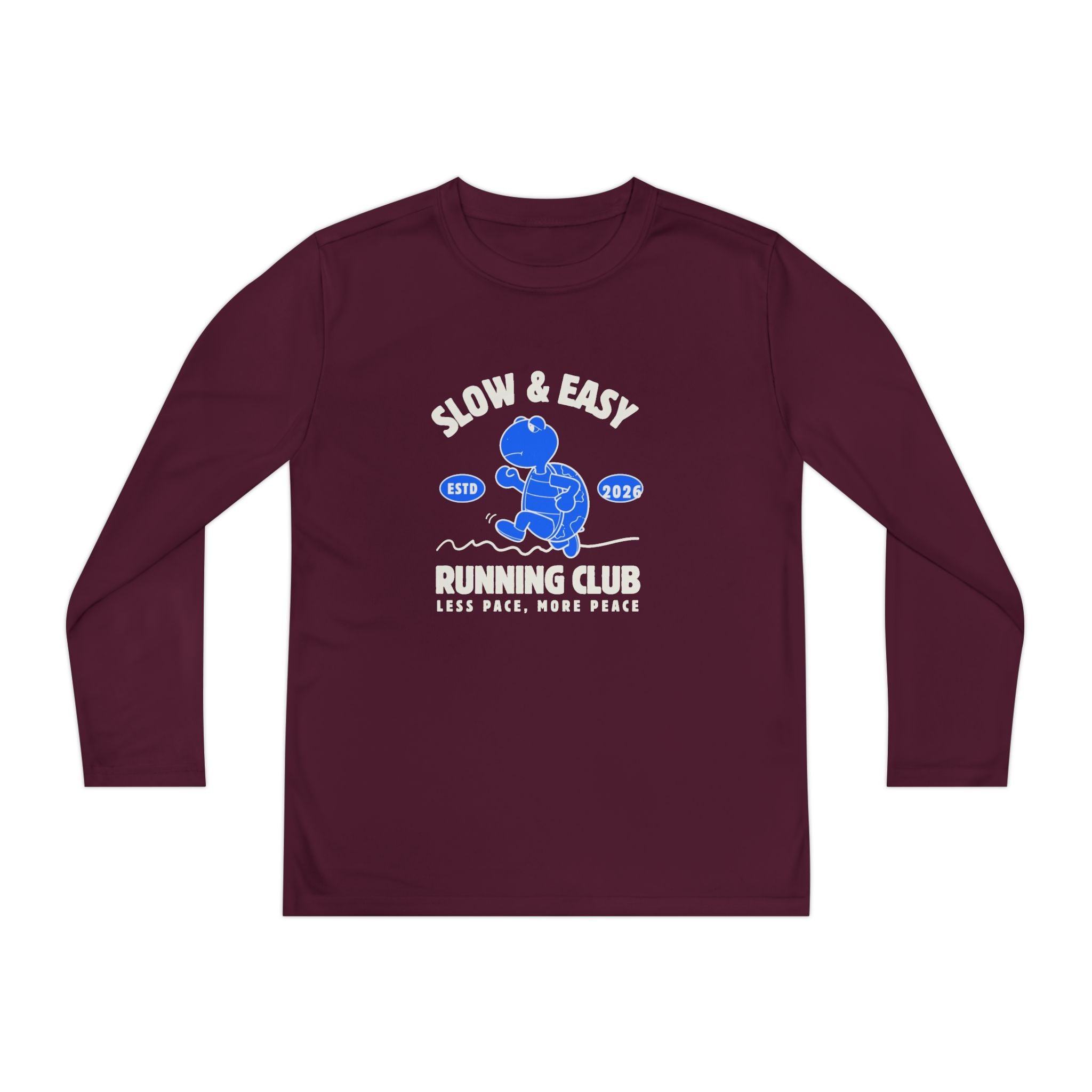 Youth Long Sleeve Tee — "Slow & Easy" Blue Turtle Surf Club Graphic