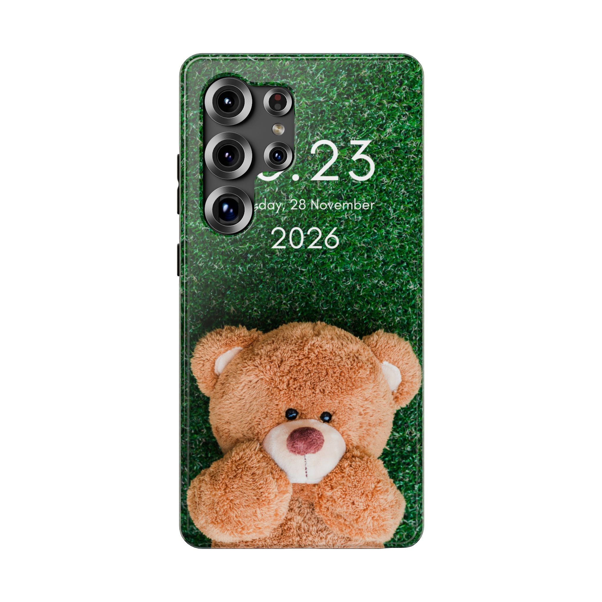 Teddy Bear Grass Phone Case — Cute Plush Toy Design Impact-Resistant Case