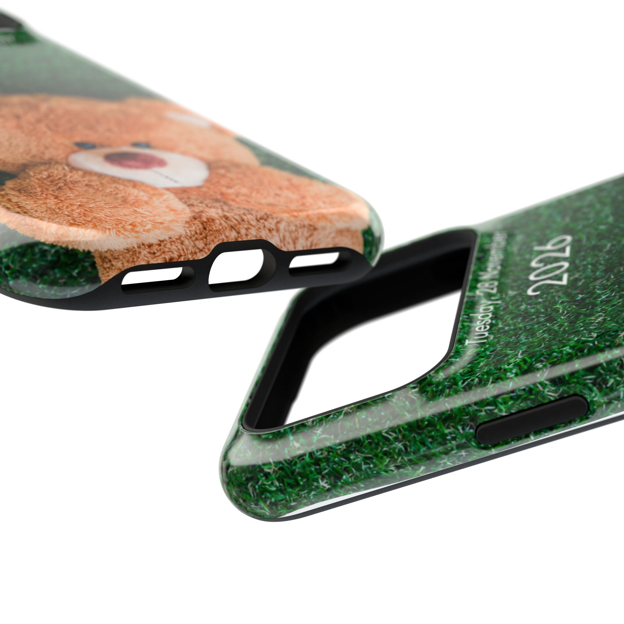 Teddy Bear Grass Phone Case — Cute Plush Toy Design Impact-Resistant Case