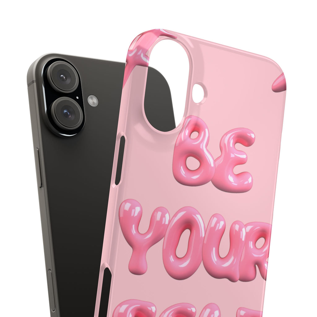 Phone Case - "Be Yourself" Pink Bubble Typography Snap Case