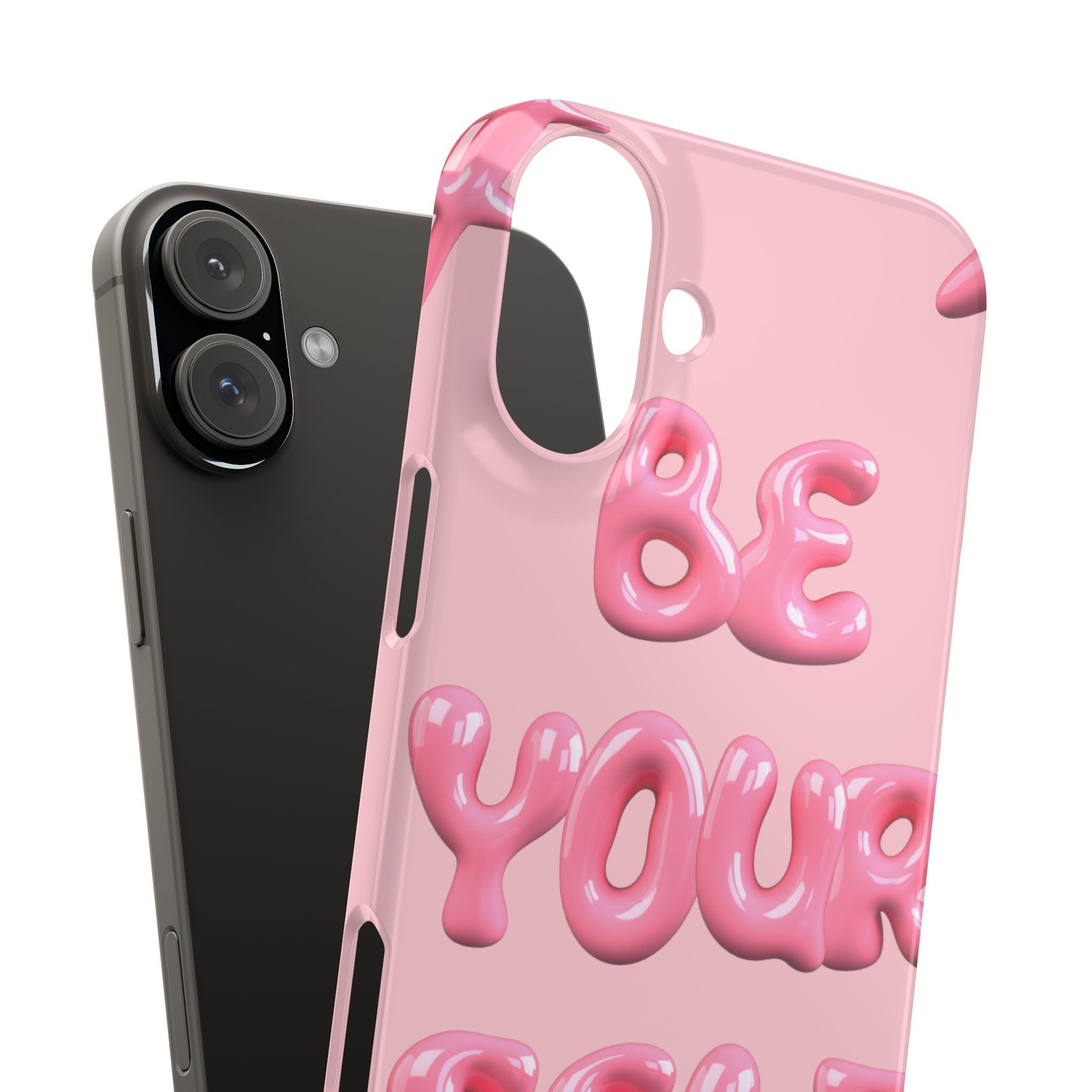 Phone Case - "Be Yourself" Pink Bubble Typography Snap Case