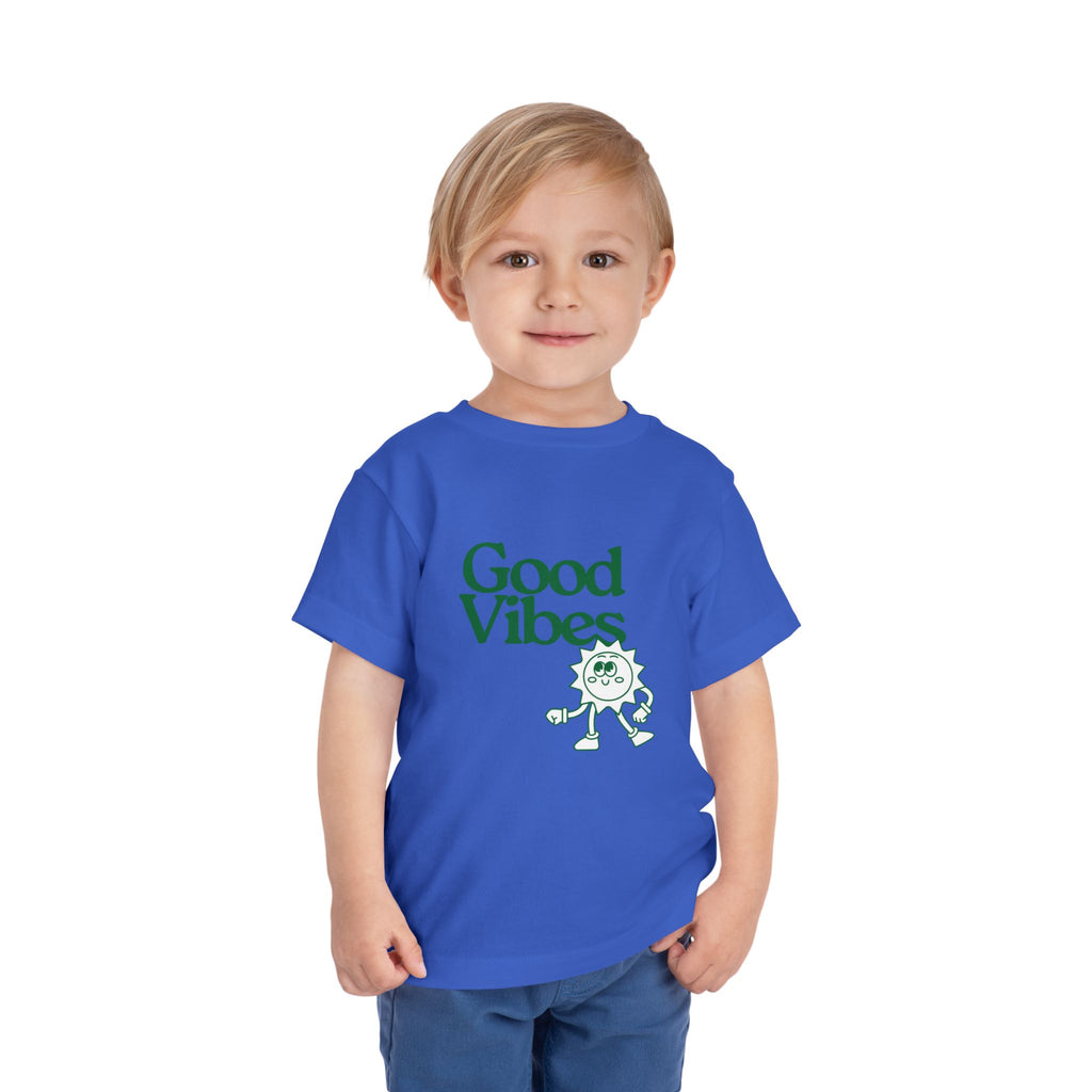 Good Vibes Toddler Tee — Cute Retro Sun Graphic Kids T‑Shirt