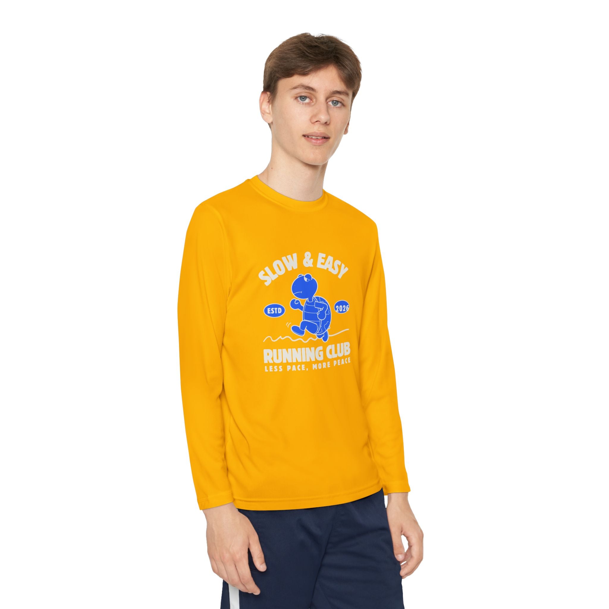 Youth Long Sleeve Tee — "Slow & Easy" Blue Turtle Surf Club Graphic