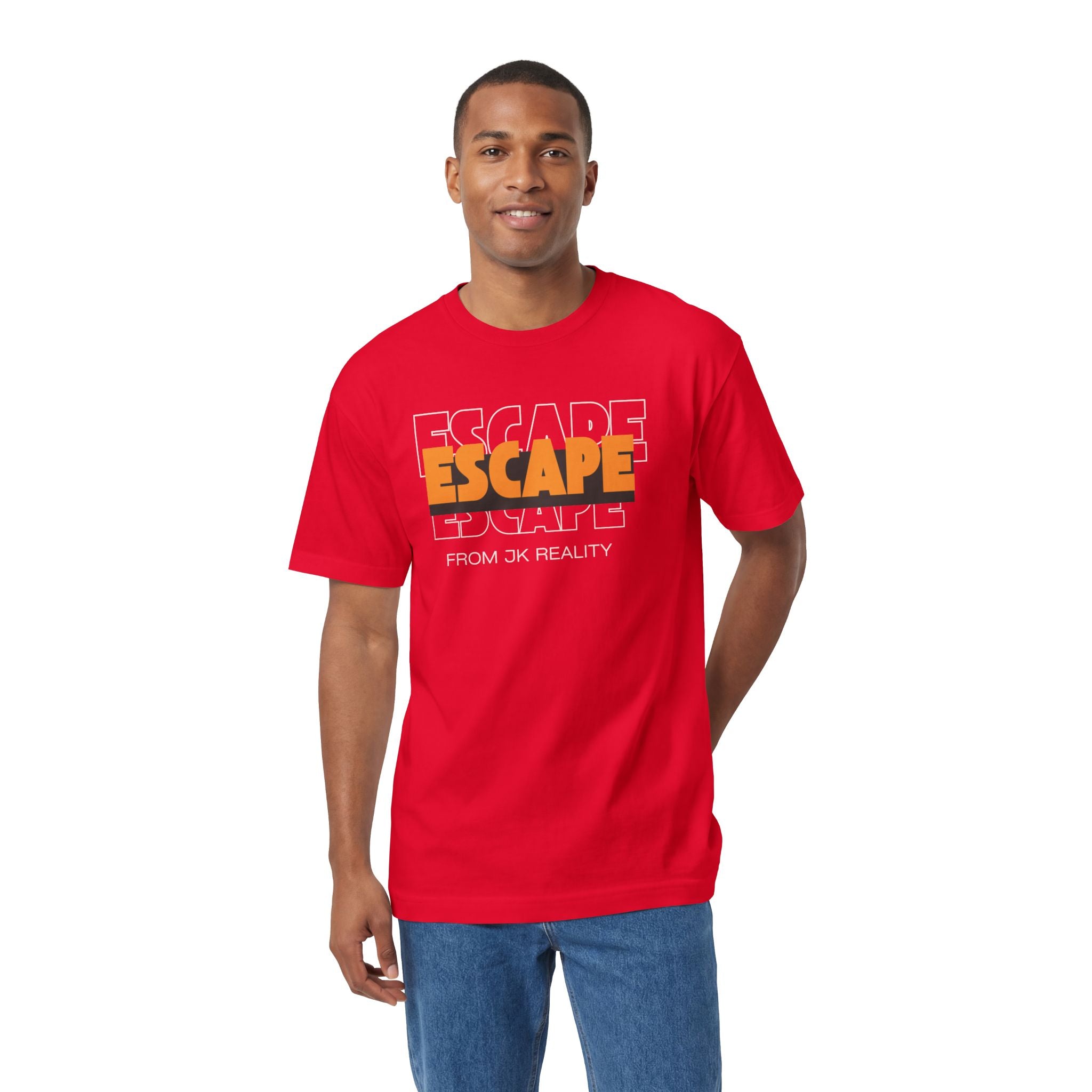 Escape Graphic Tee — Retro Orange Block Letter Unisex Shirt