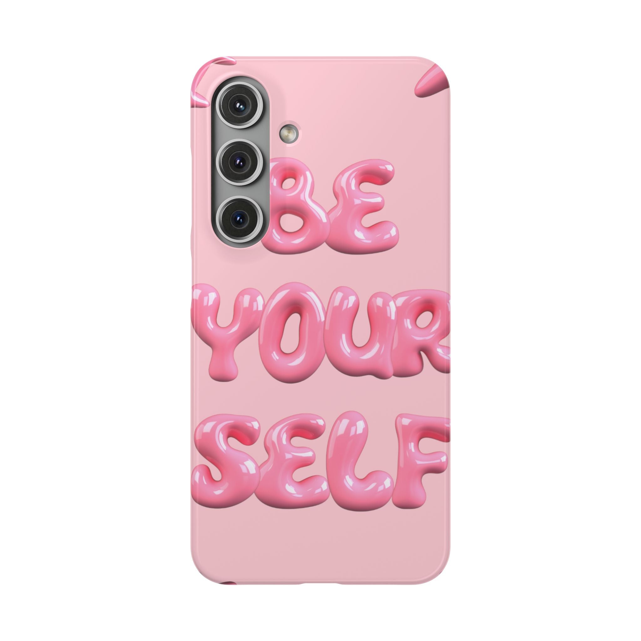 Phone Case — Pink "Be Yourself" Self-Love Protective Snap Case