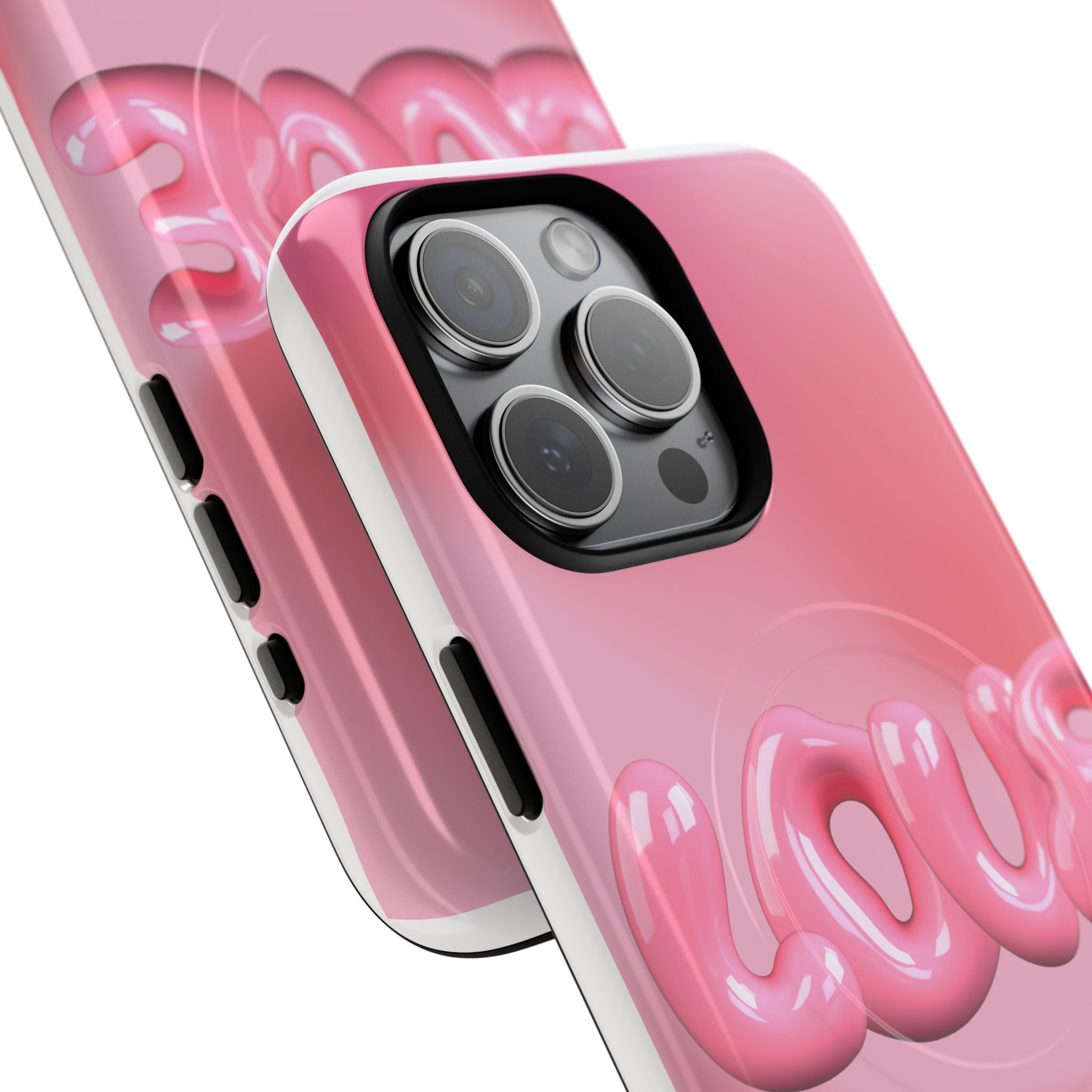 Phone Case — Pink "LOVE" 3D Bubble Tough Magnetic Protective Case
