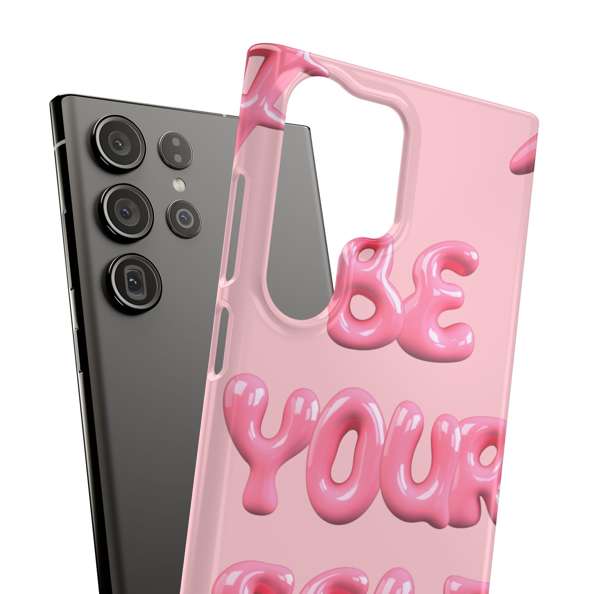 Phone Case - "Be Yourself" Pink Bubble Typography Snap Case