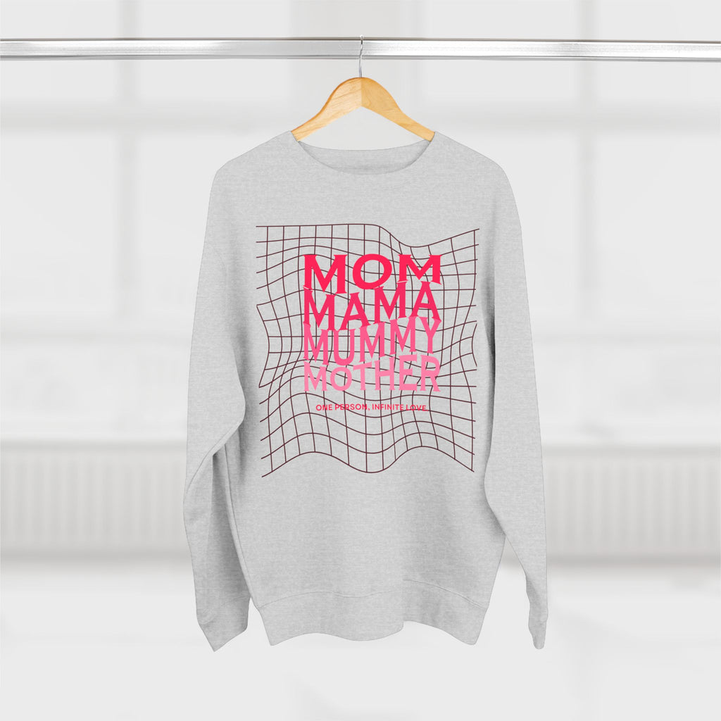 Unisex Mom • Mama • Mummy • Mother Grid Crewneck Sweatshirt — Retro Pink Typography