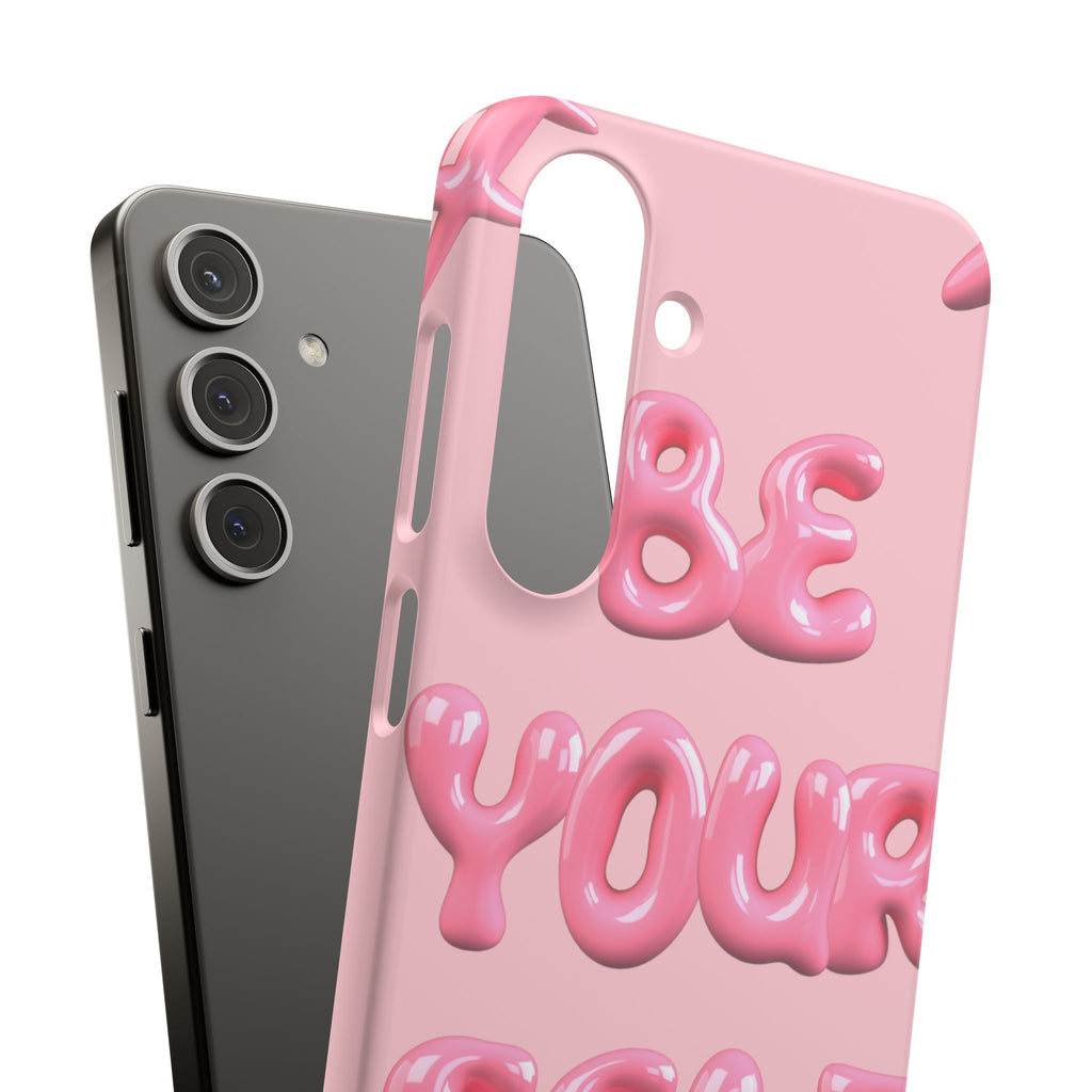 Phone Case - "Be Yourself" Pink Bubble Typography Snap Case