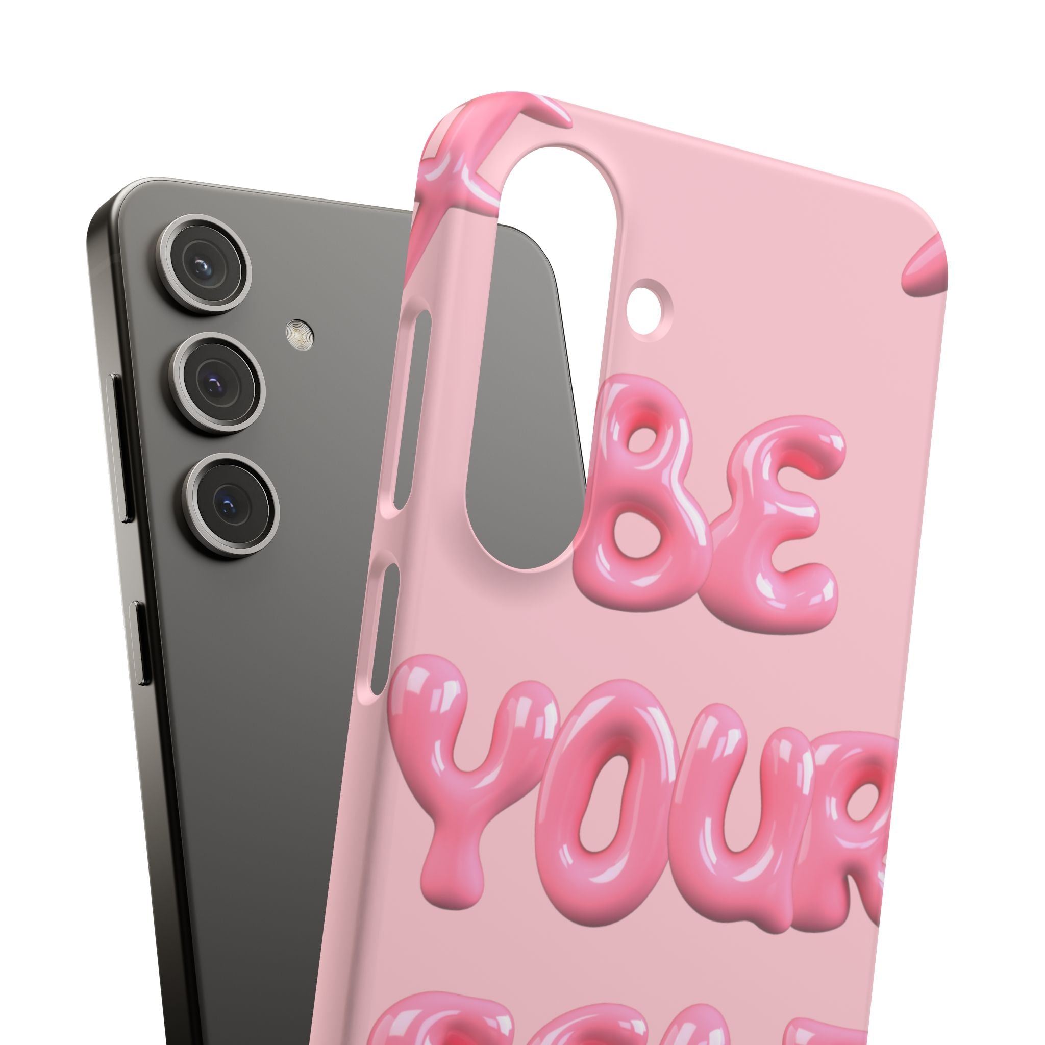 Phone Case - "Be Yourself" Pink Bubble Typography Snap Case