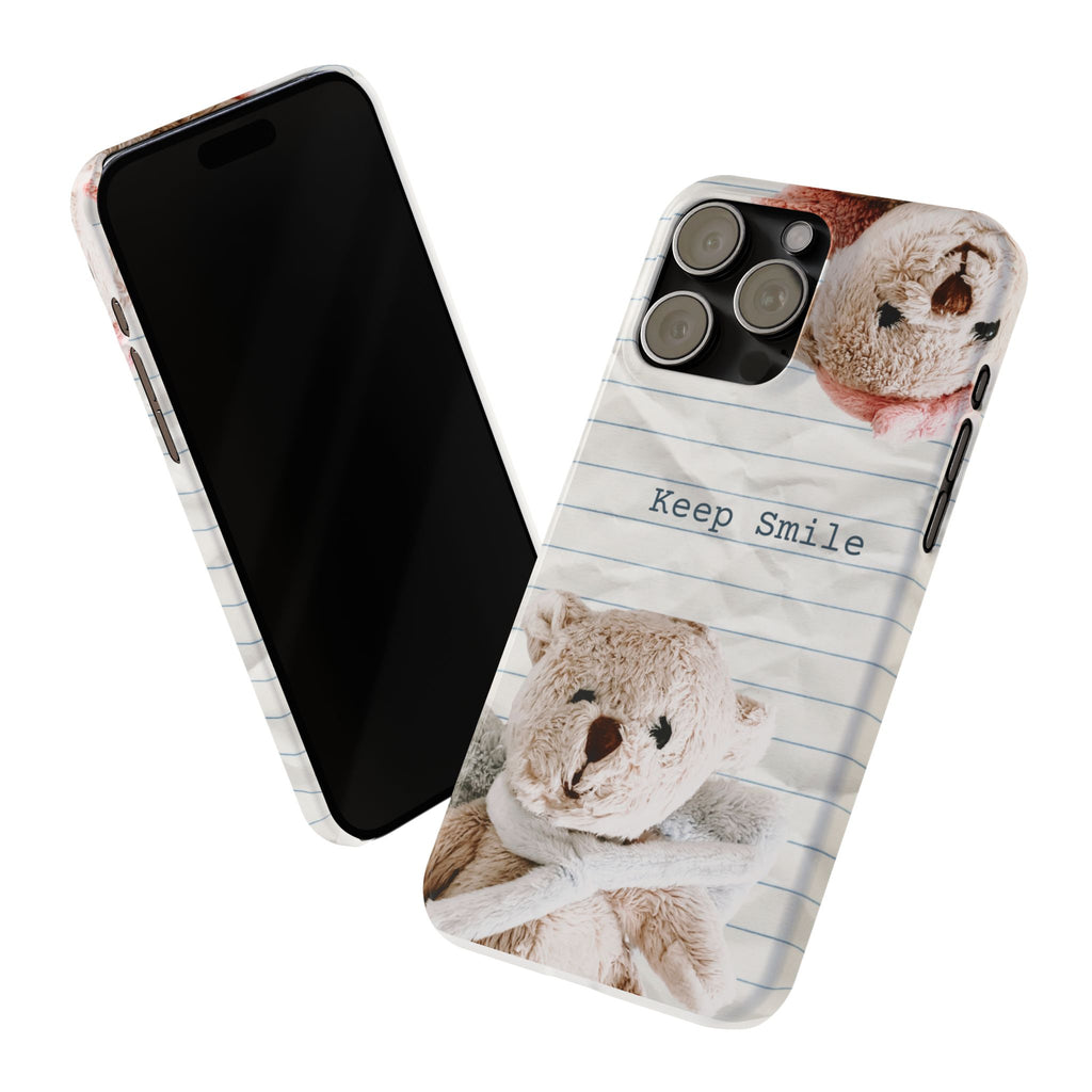 Slim Phone Case — ‘Keep Smile’ Teddy Bear Cute Protective Cover