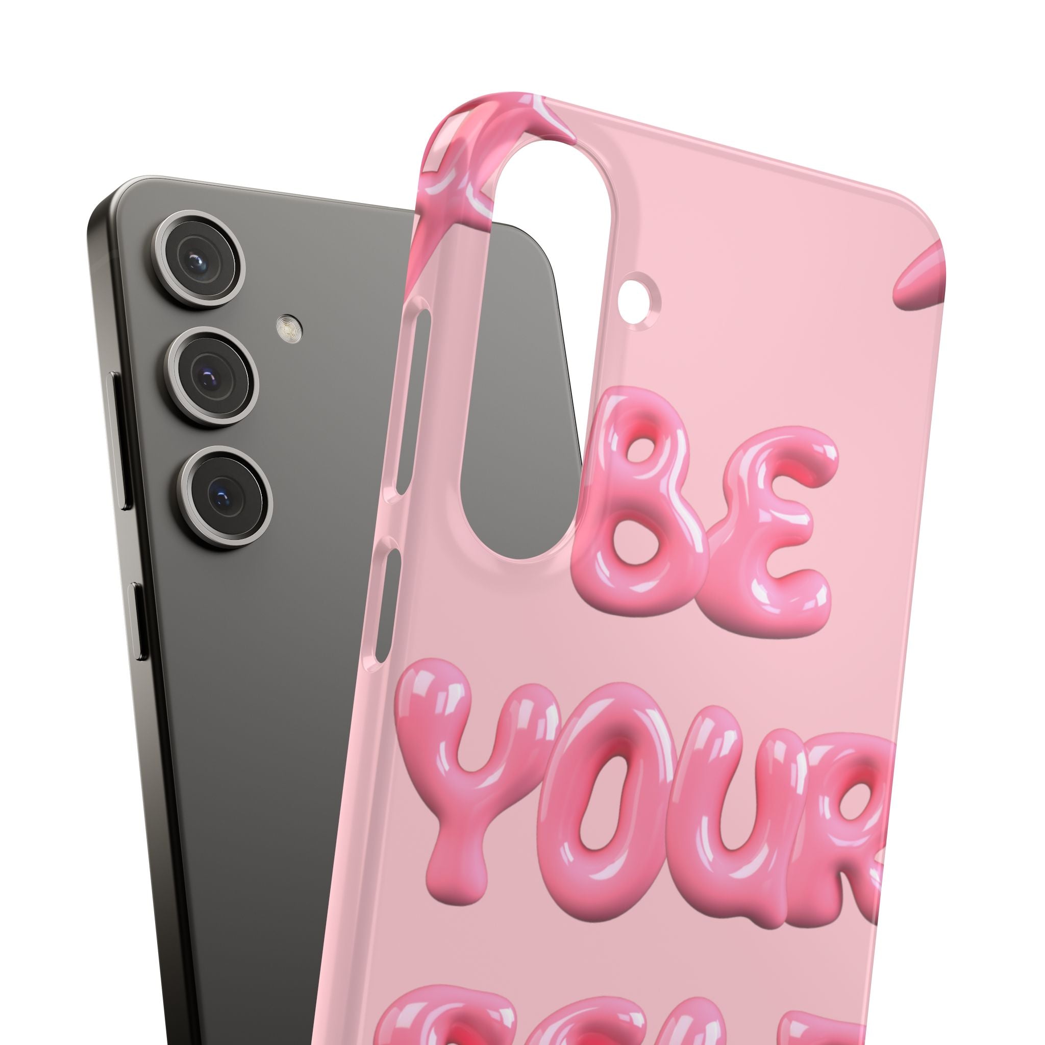 Phone Case - "Be Yourself" Pink Bubble Typography Snap Case