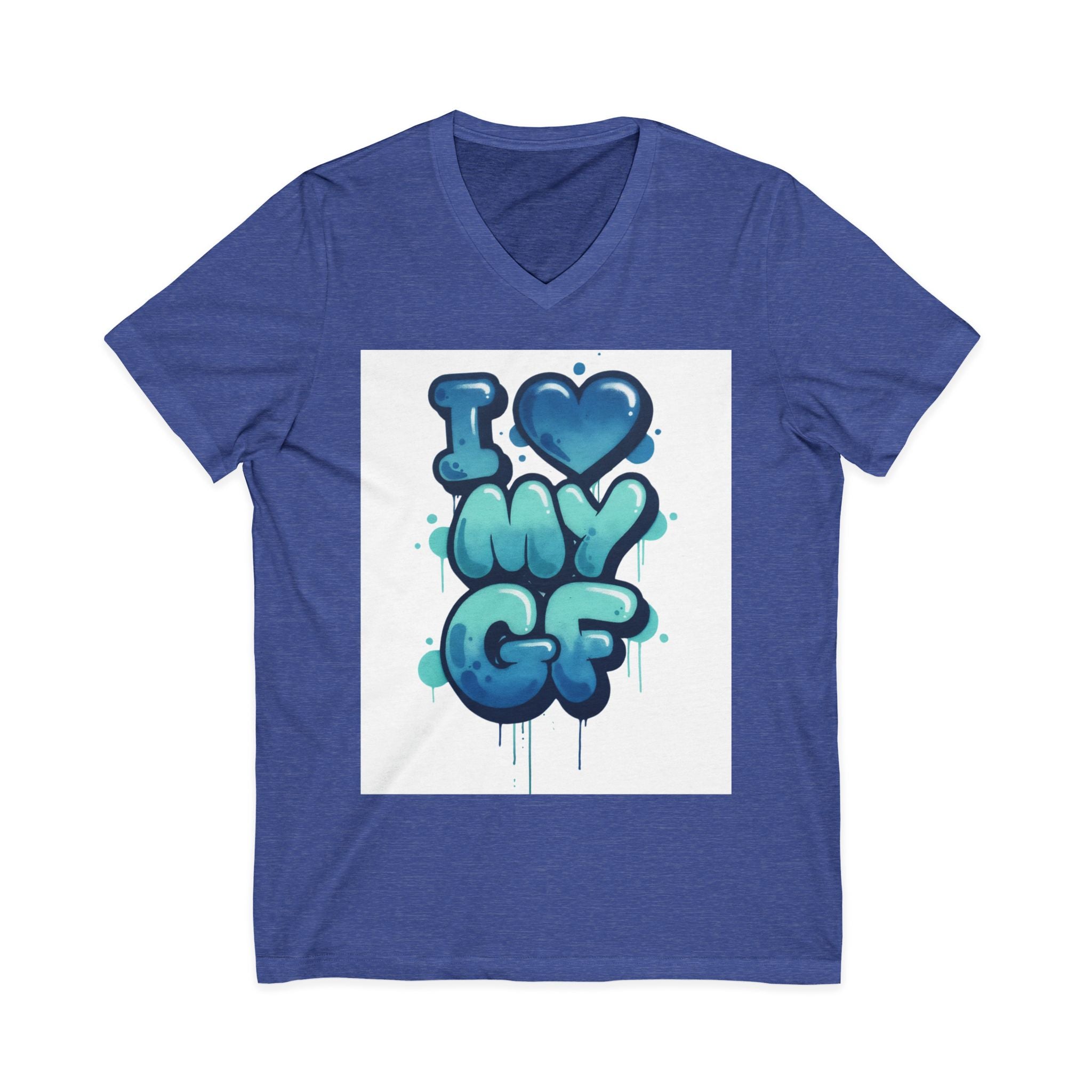 Unisex I Love My GF V-Neck T-Shirt — Cute Graffiti Couple Tee