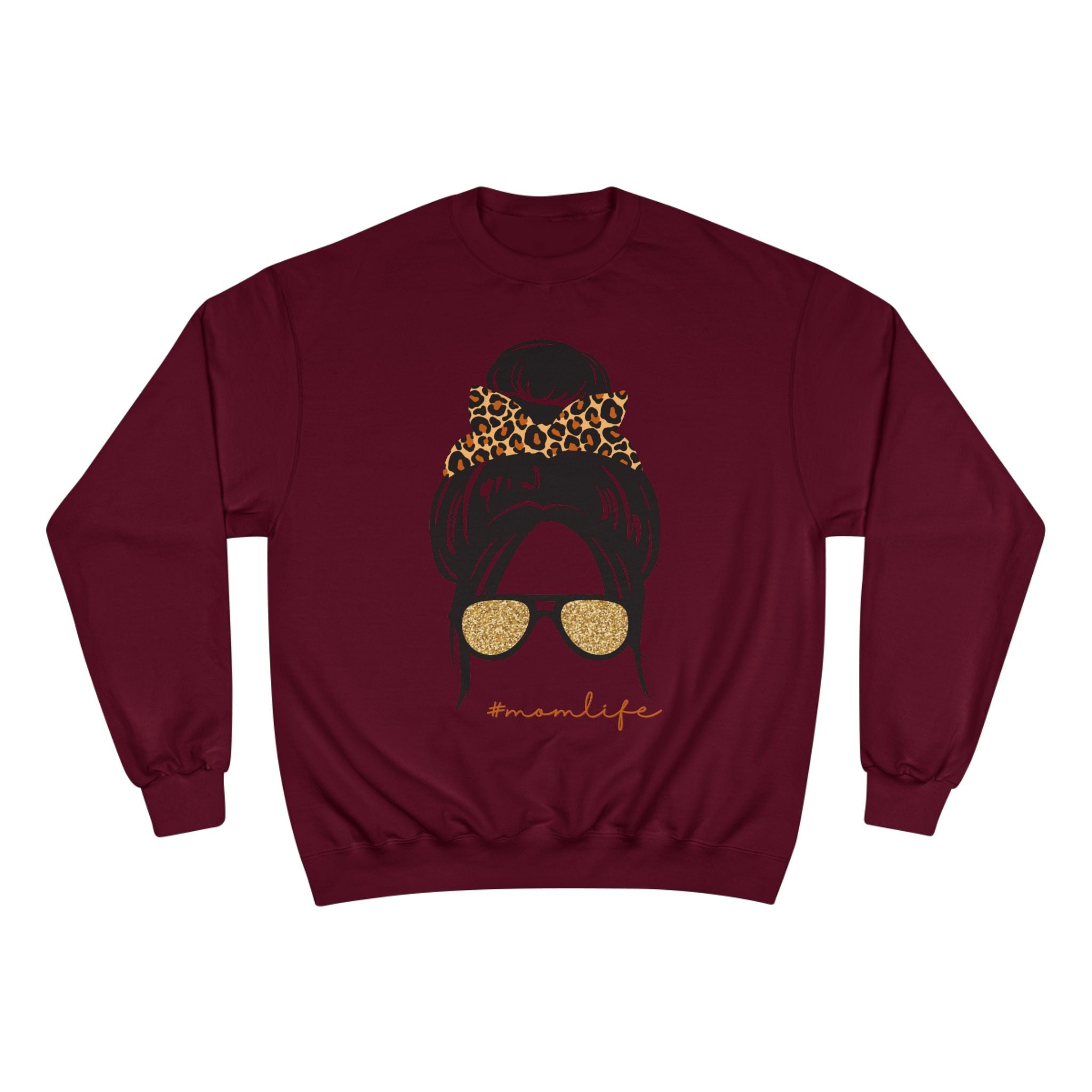 Women’s Leopard Messy Bun Sweatshirt — Mama Life Crewneck