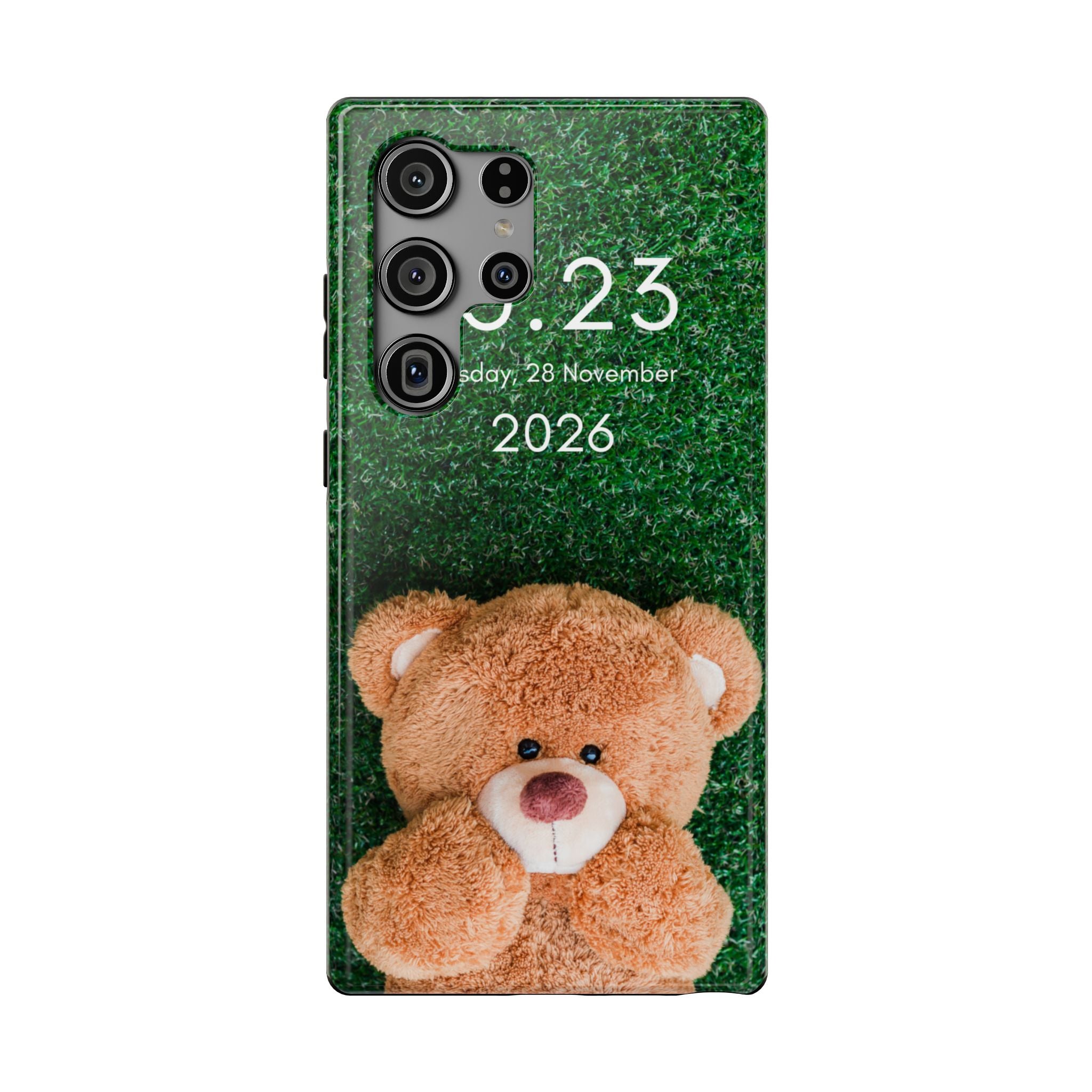 Teddy Bear Grass Phone Case — Cute Plush Toy Design Impact-Resistant Case