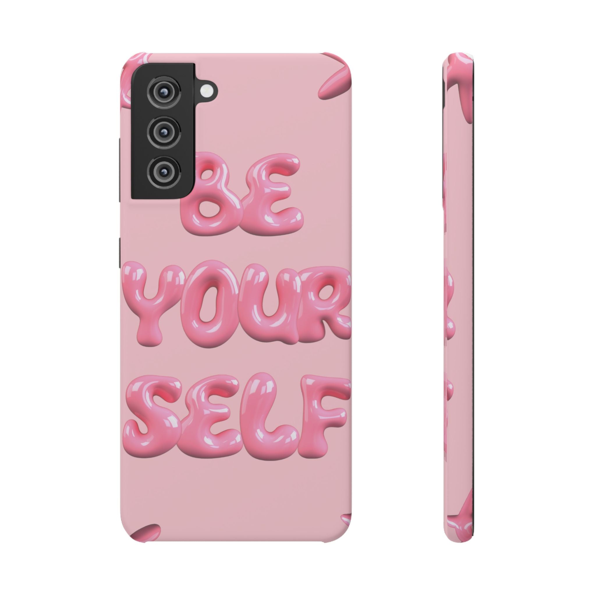 Phone Case — Pink "Be Yourself" Self-Love Protective Snap Case