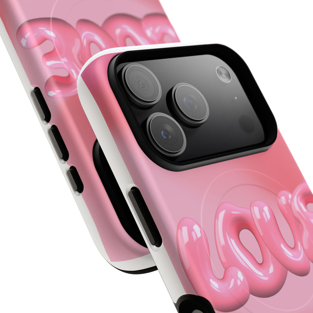 Phone Case — Pink "LOVE" 3D Bubble Tough Magnetic Protective Case