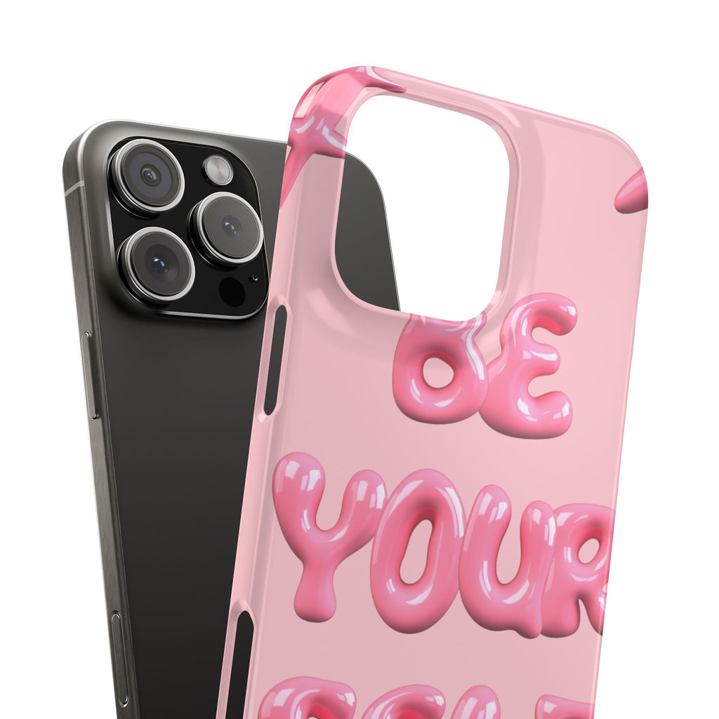 Phone Case - "Be Yourself" Pink Bubble Typography Snap Case