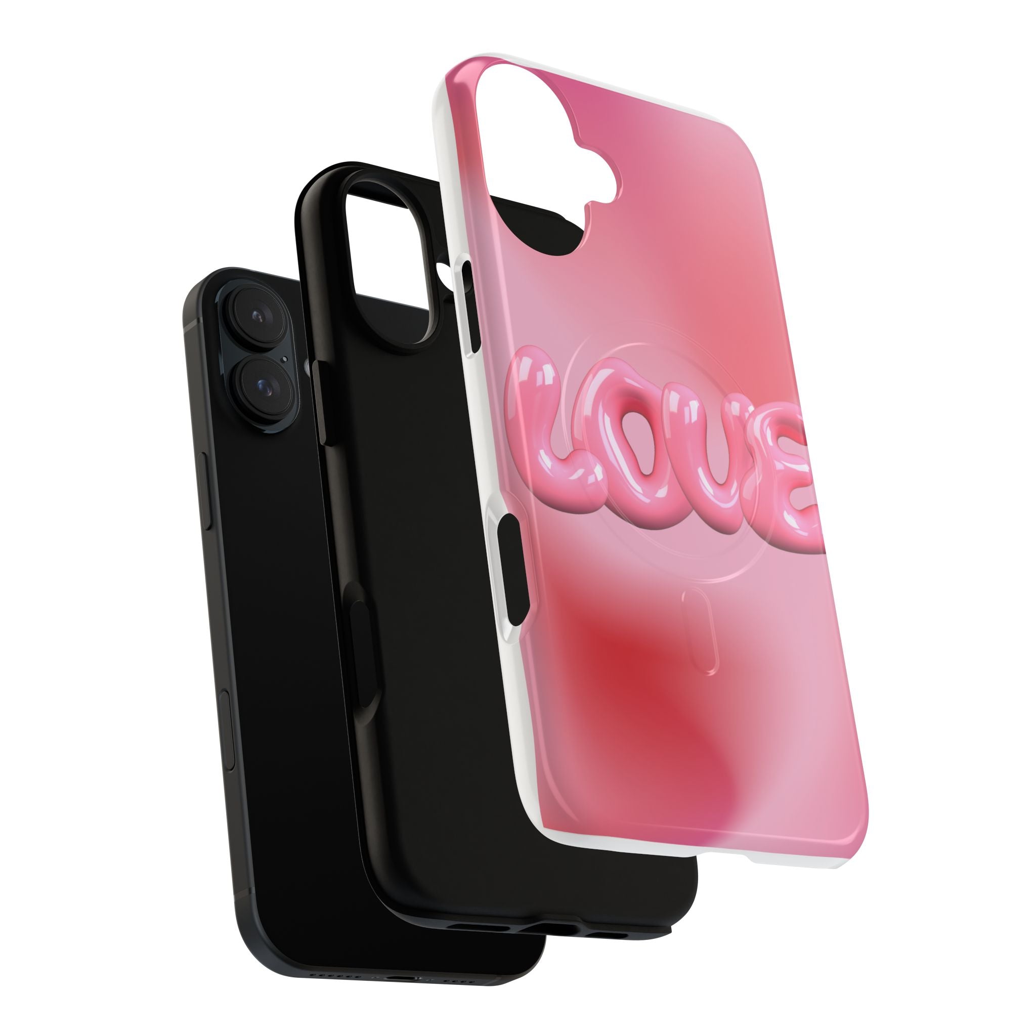 Phone Case — Pink "LOVE" 3D Bubble Tough Magnetic Protective Case