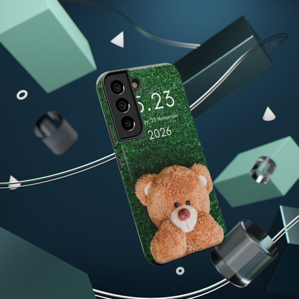 Teddy Bear Grass Phone Case — Cute Plush Toy Design Impact-Resistant Case