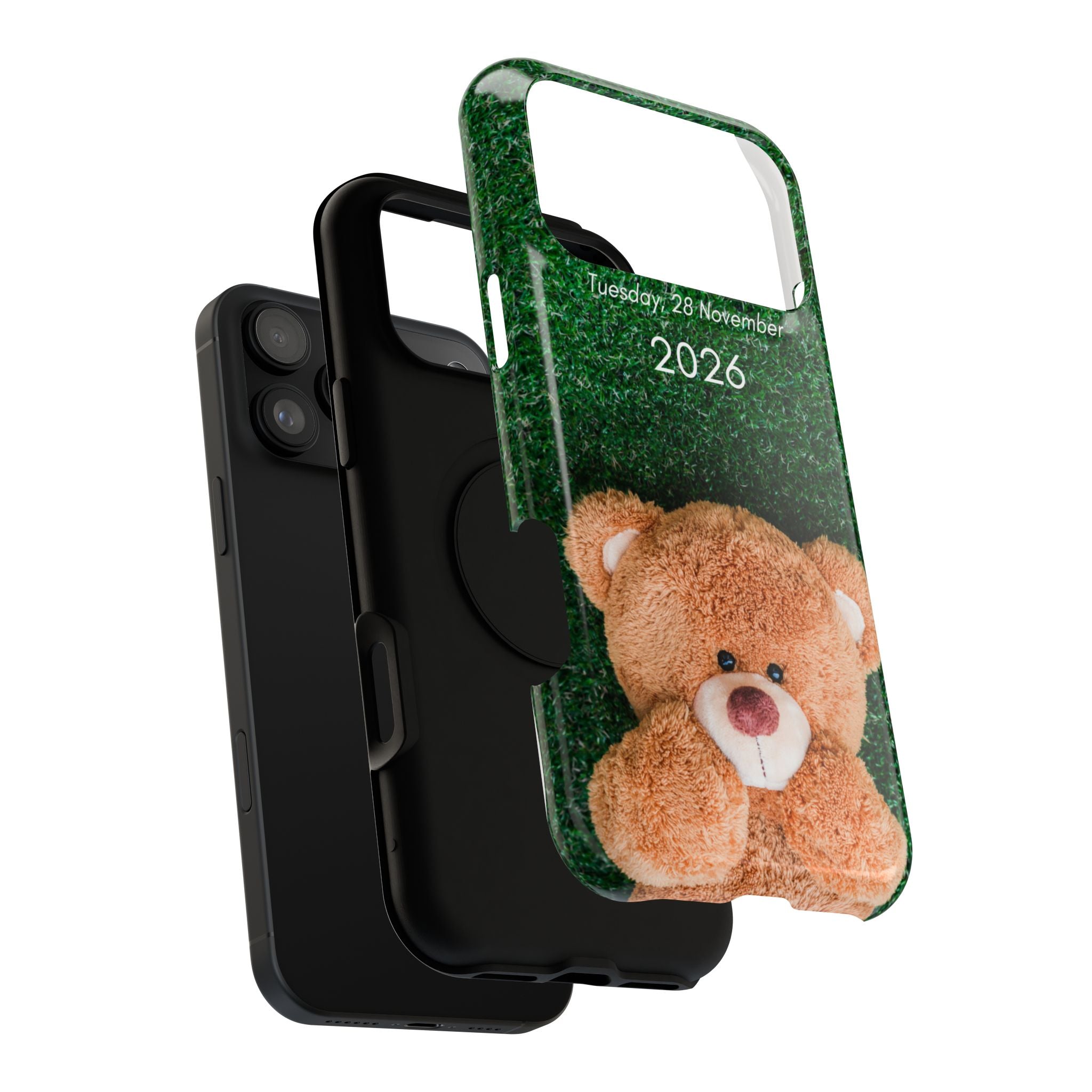 Teddy Bear Grass Phone Case — Cute Plush Toy Design Impact-Resistant Case