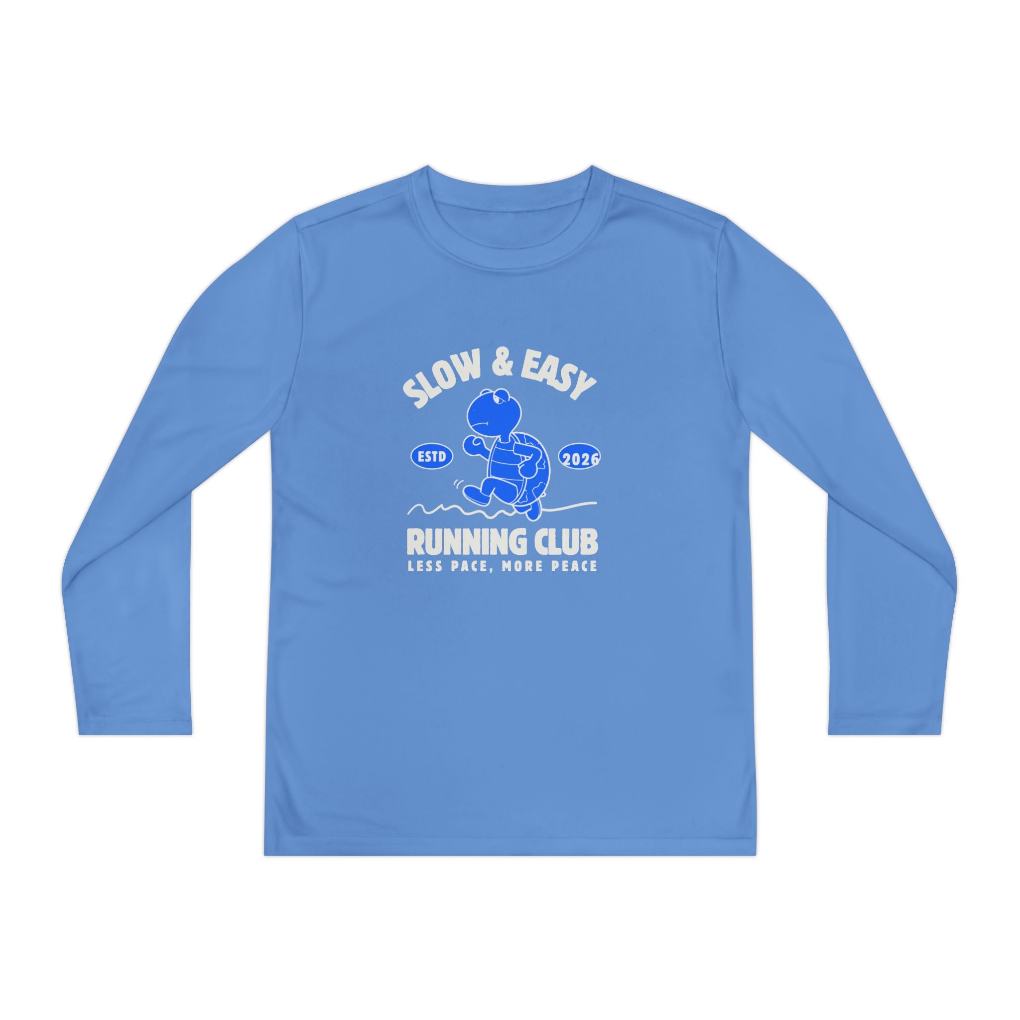 Youth Long Sleeve Tee — "Slow & Easy" Blue Turtle Surf Club Graphic