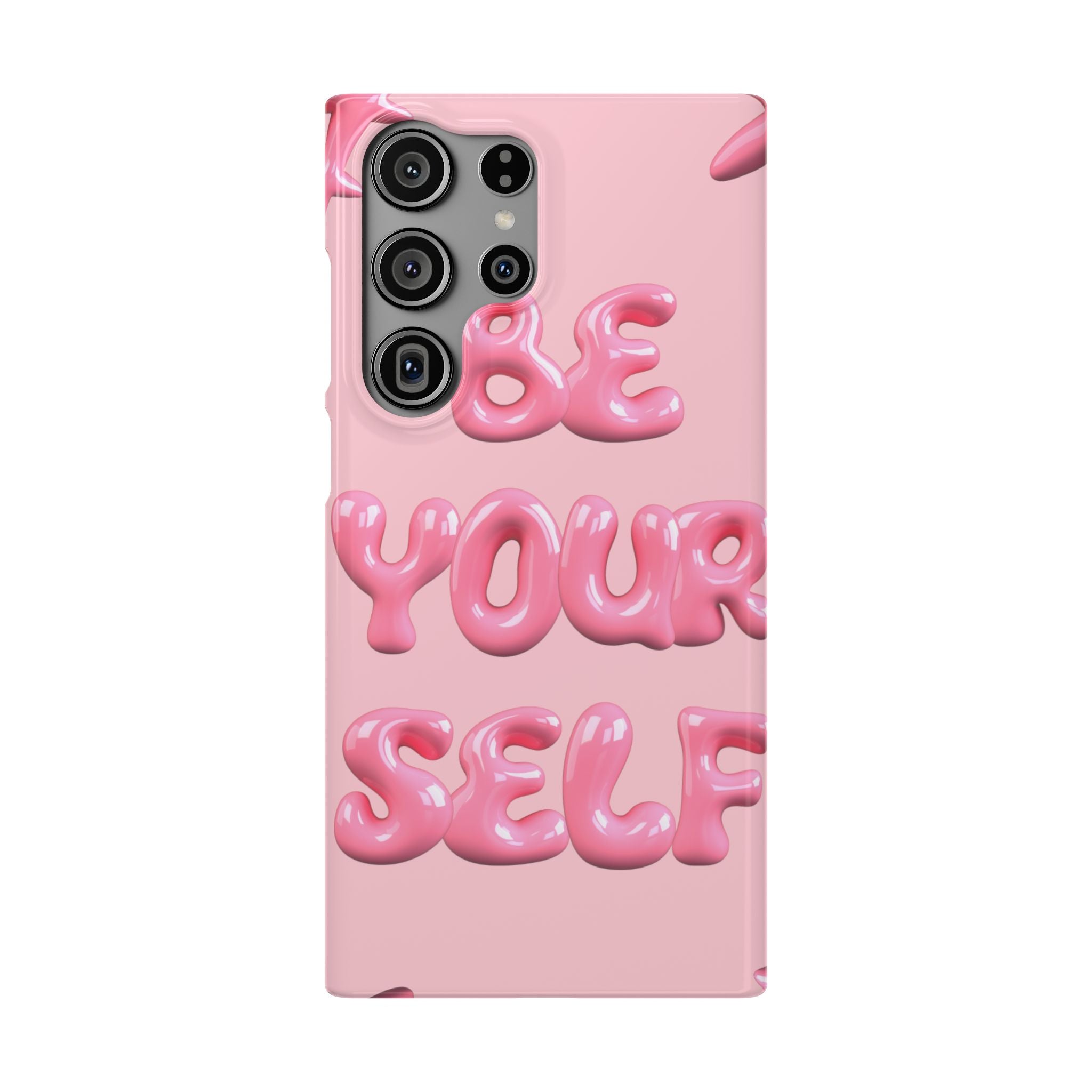 Phone Case - "Be Yourself" Pink Bubble Typography Snap Case