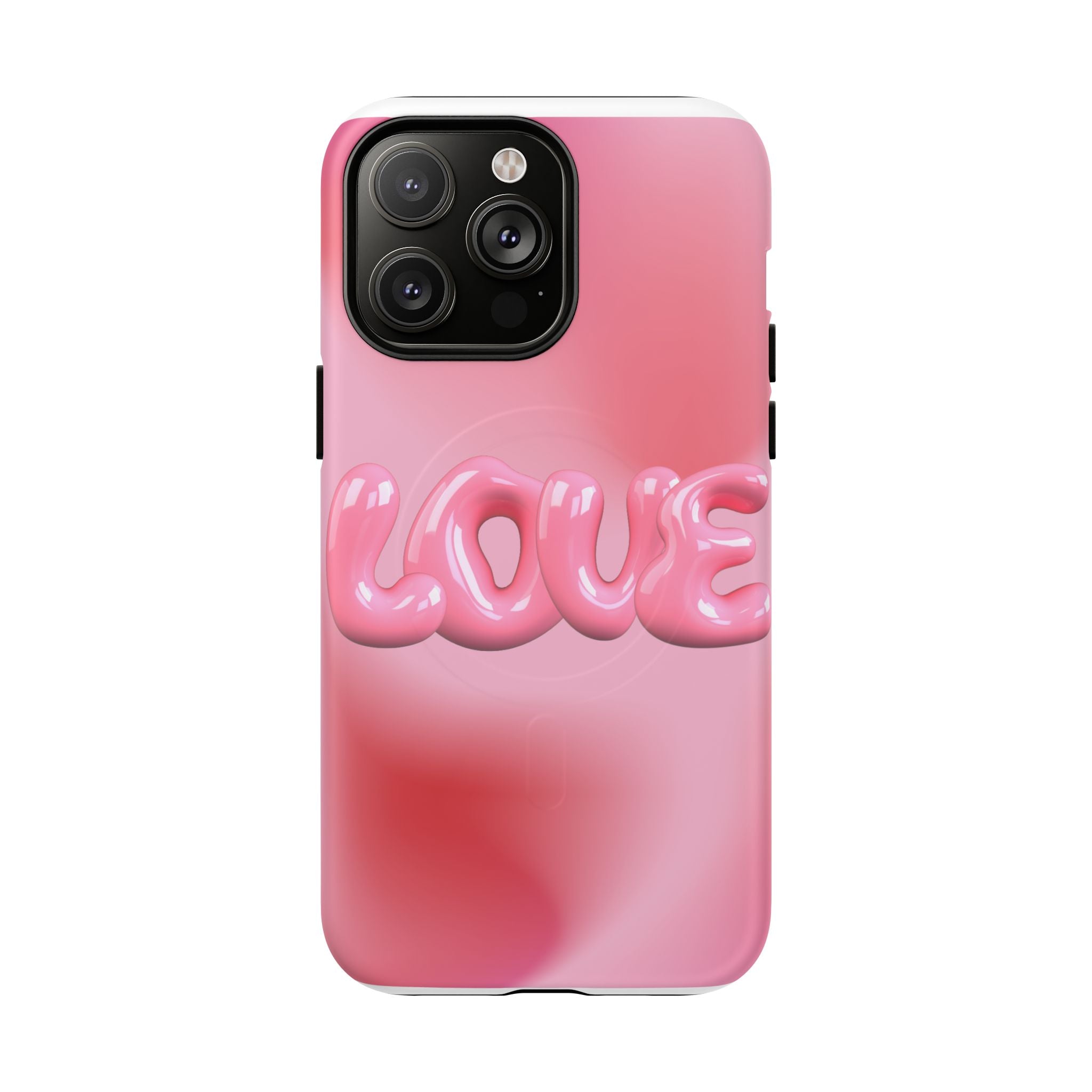 Phone Case — Pink "LOVE" 3D Bubble Tough Magnetic Protective Case